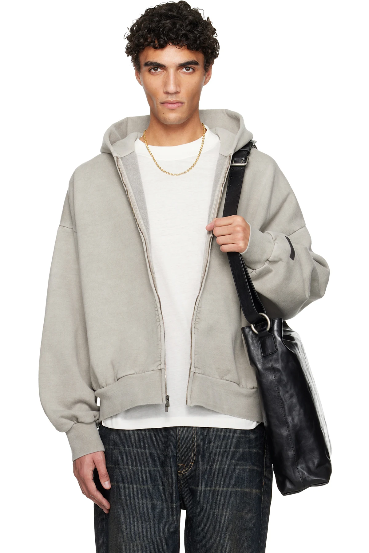 Gray Holiday Embroidered Classic Full Zip Hoodie