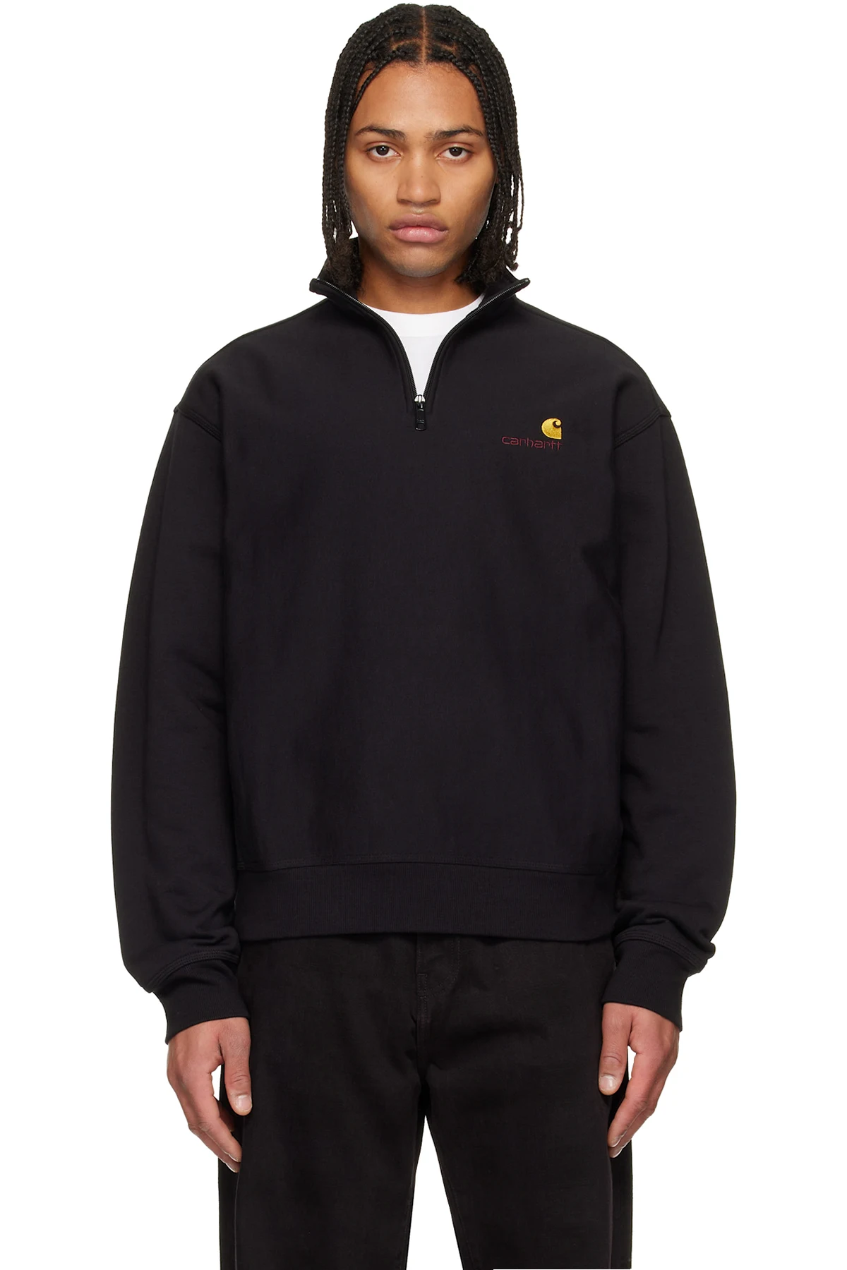 Black Half Zip American Script Sweatshirt