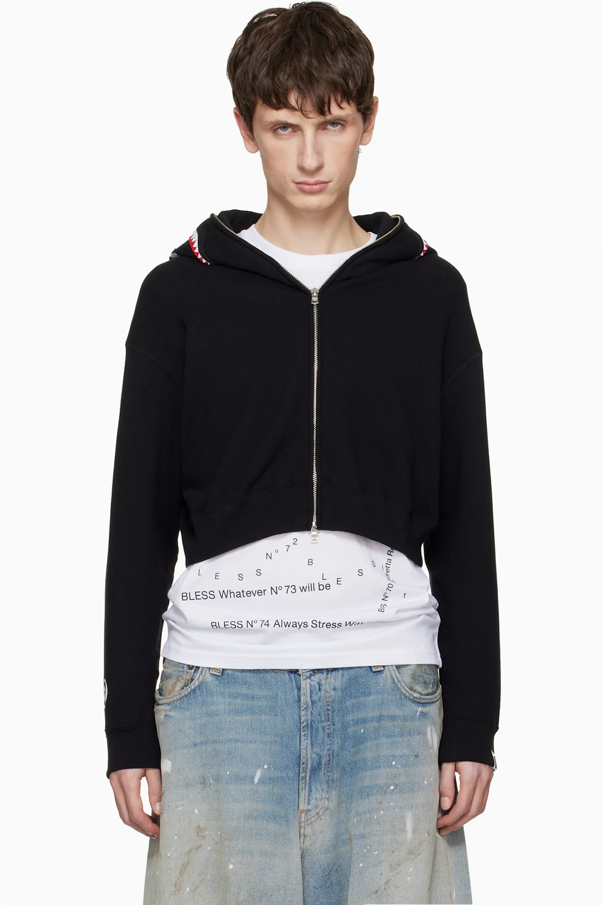 Black Shark Cropped Full Zip Hoodie