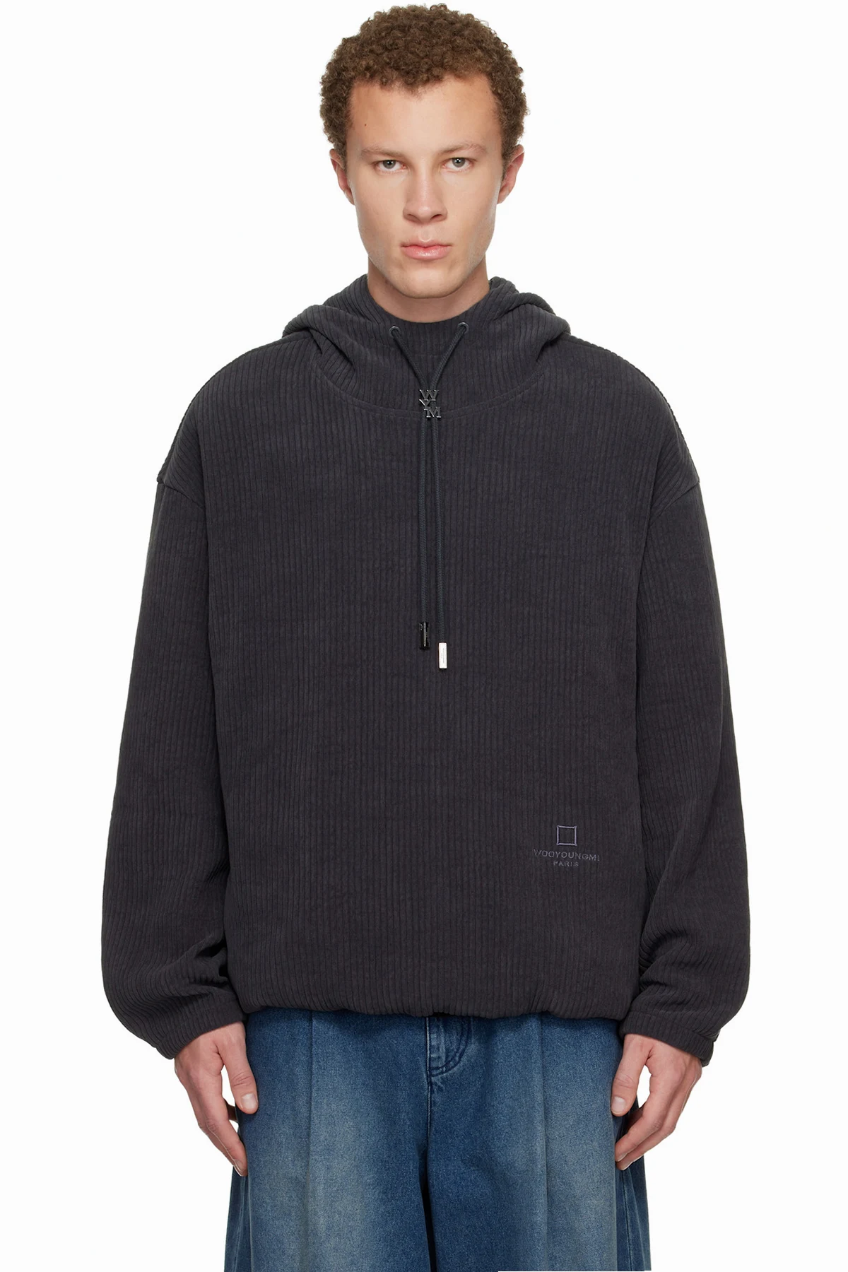 Gray Ribbed Hoodie