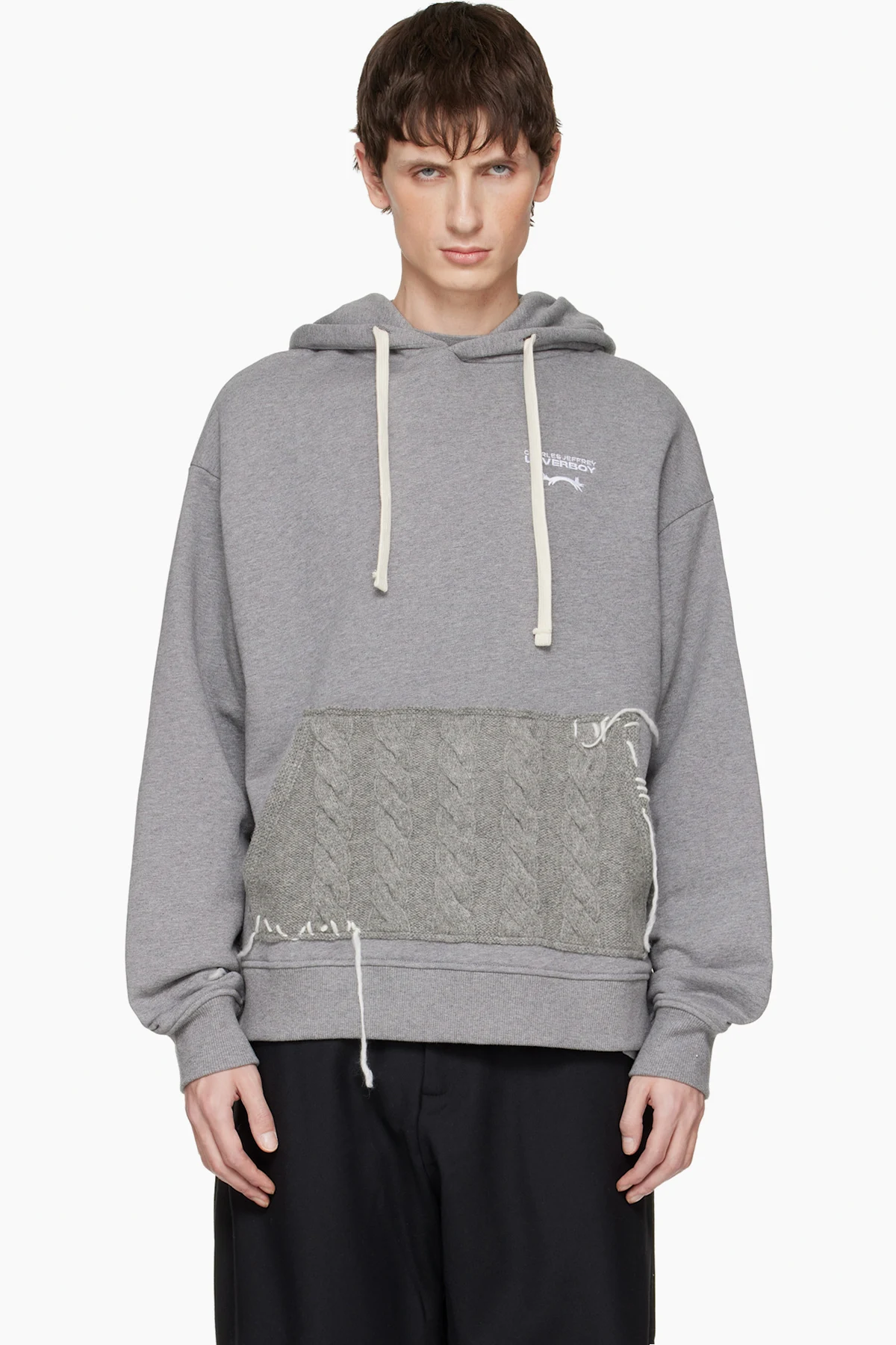Gray Patch Rabbit Ears Hoodie