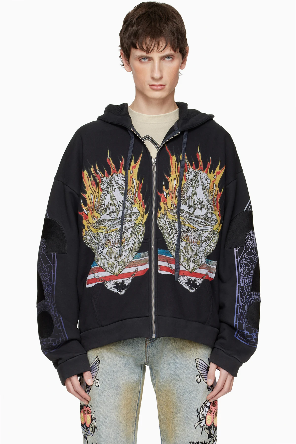 Black Engulfed Memories Zip Up Hoodie