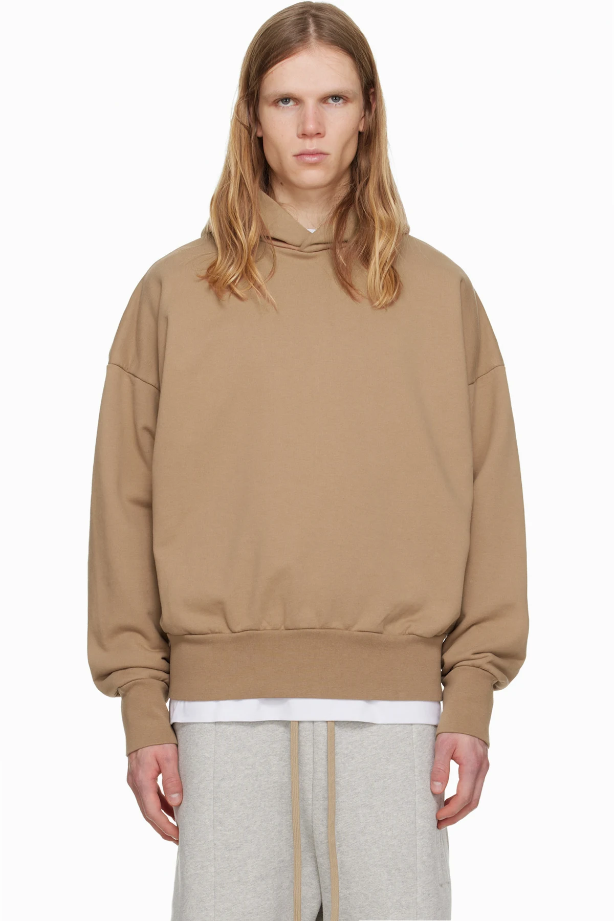 Beige Cotton Hoodie