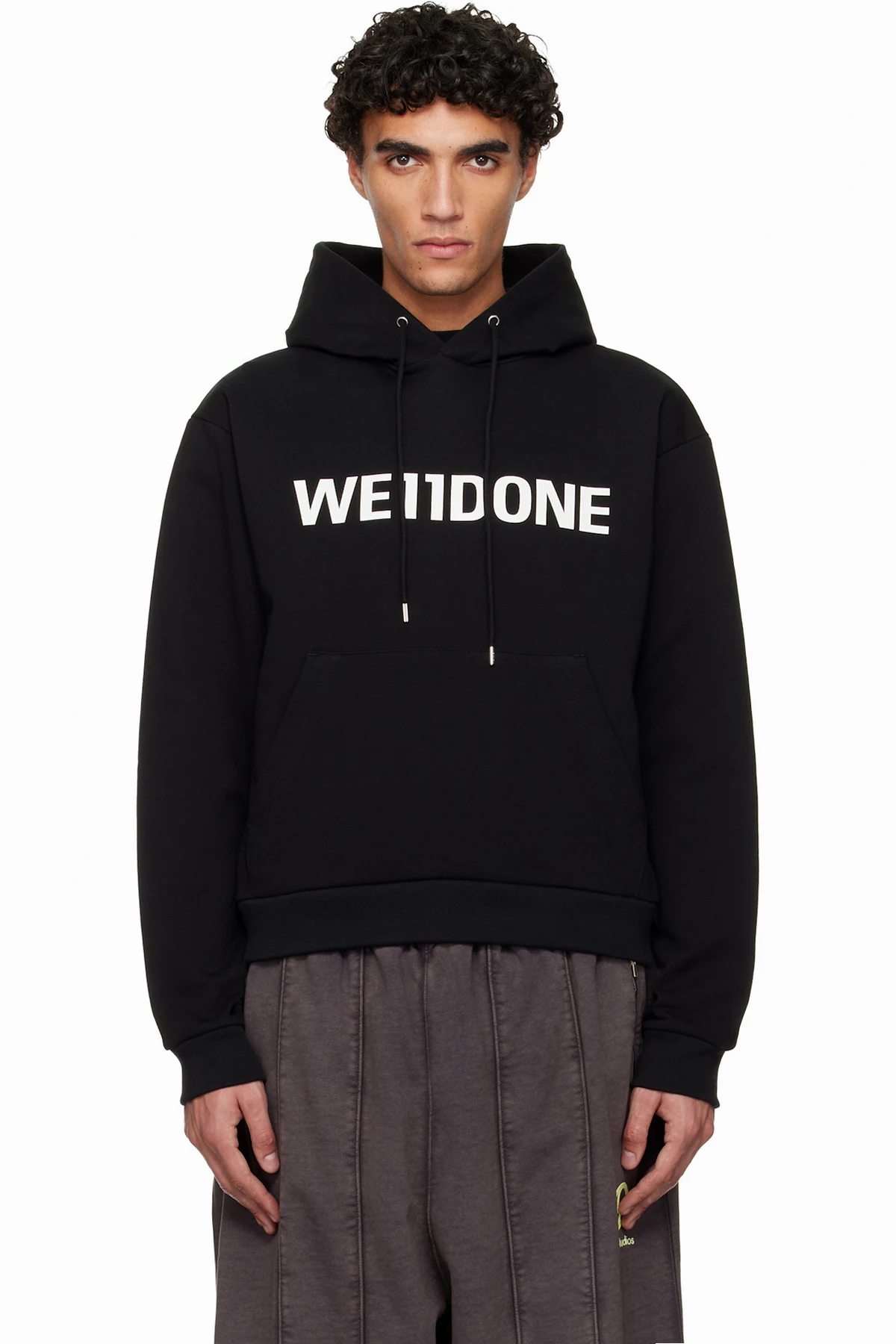 Black Basic Logo Fitted Hoodie