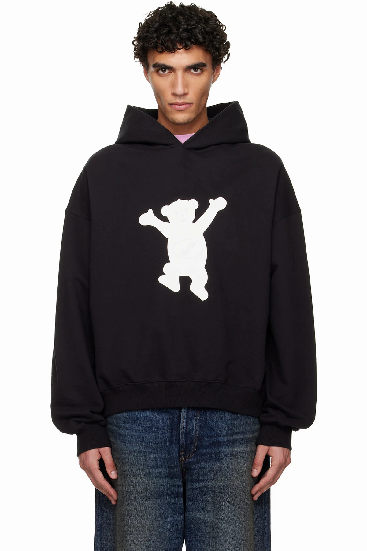 Black New Teddy Logo Hoodie