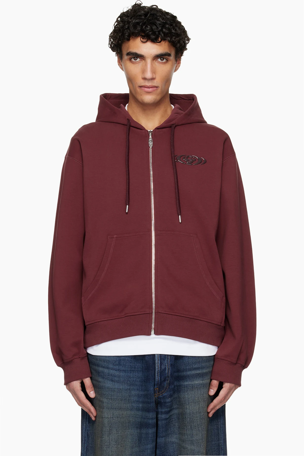 Red Pebble Logo Zip-Up Hoodie