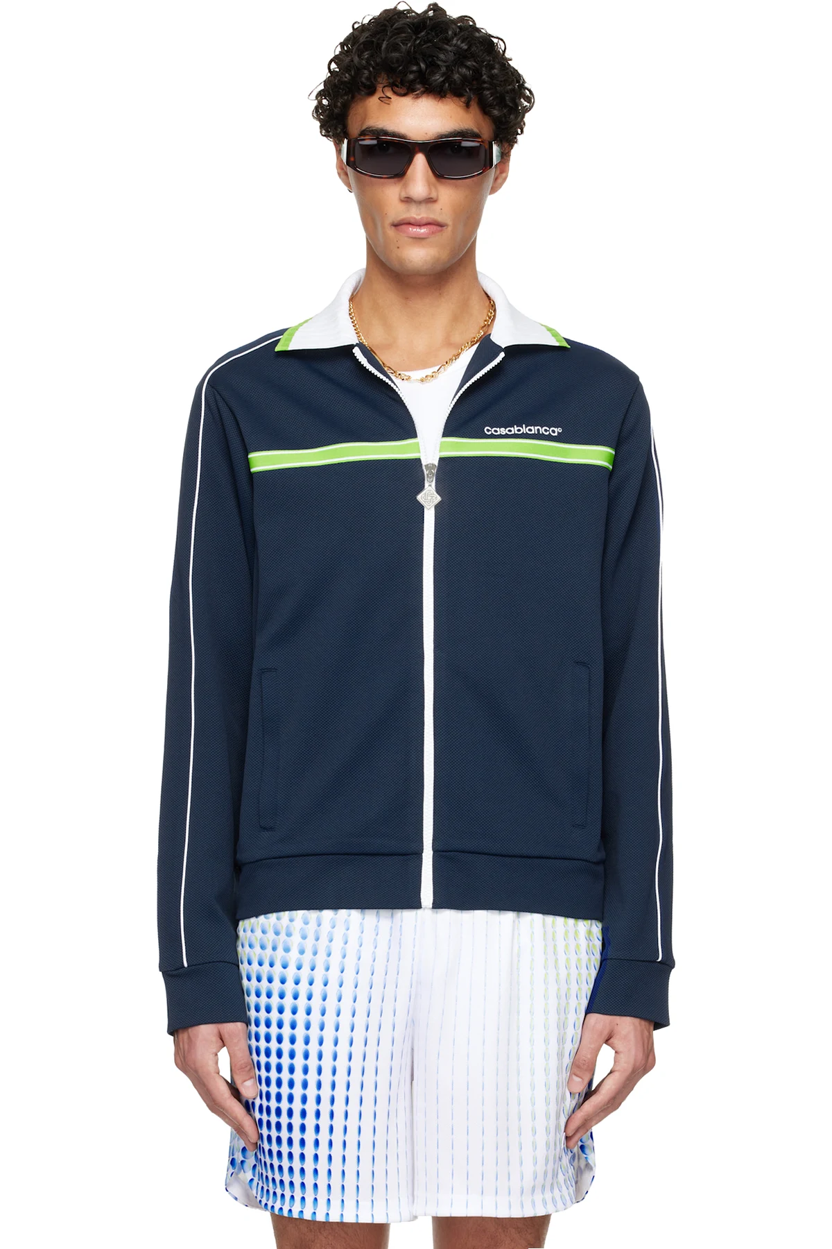 Navy Pique Track Jacket
