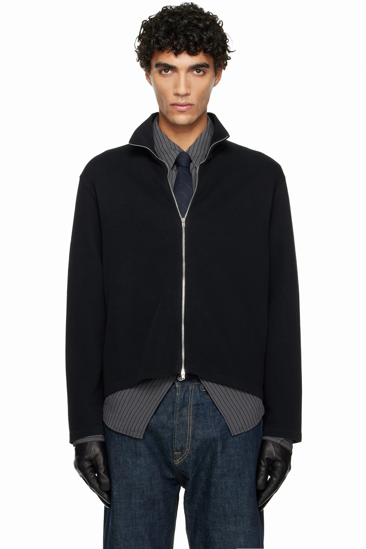 Black Shrunken Fullzip Track Jacket