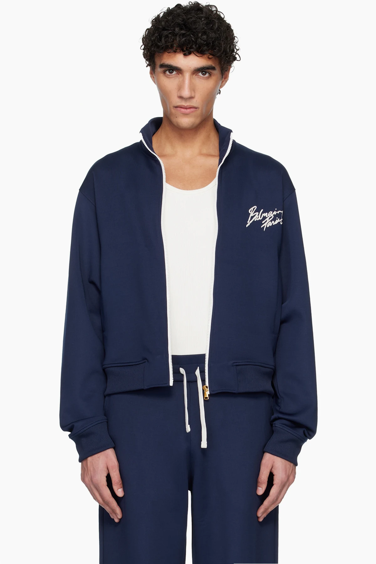 Navy Printed Signature Track Jacket