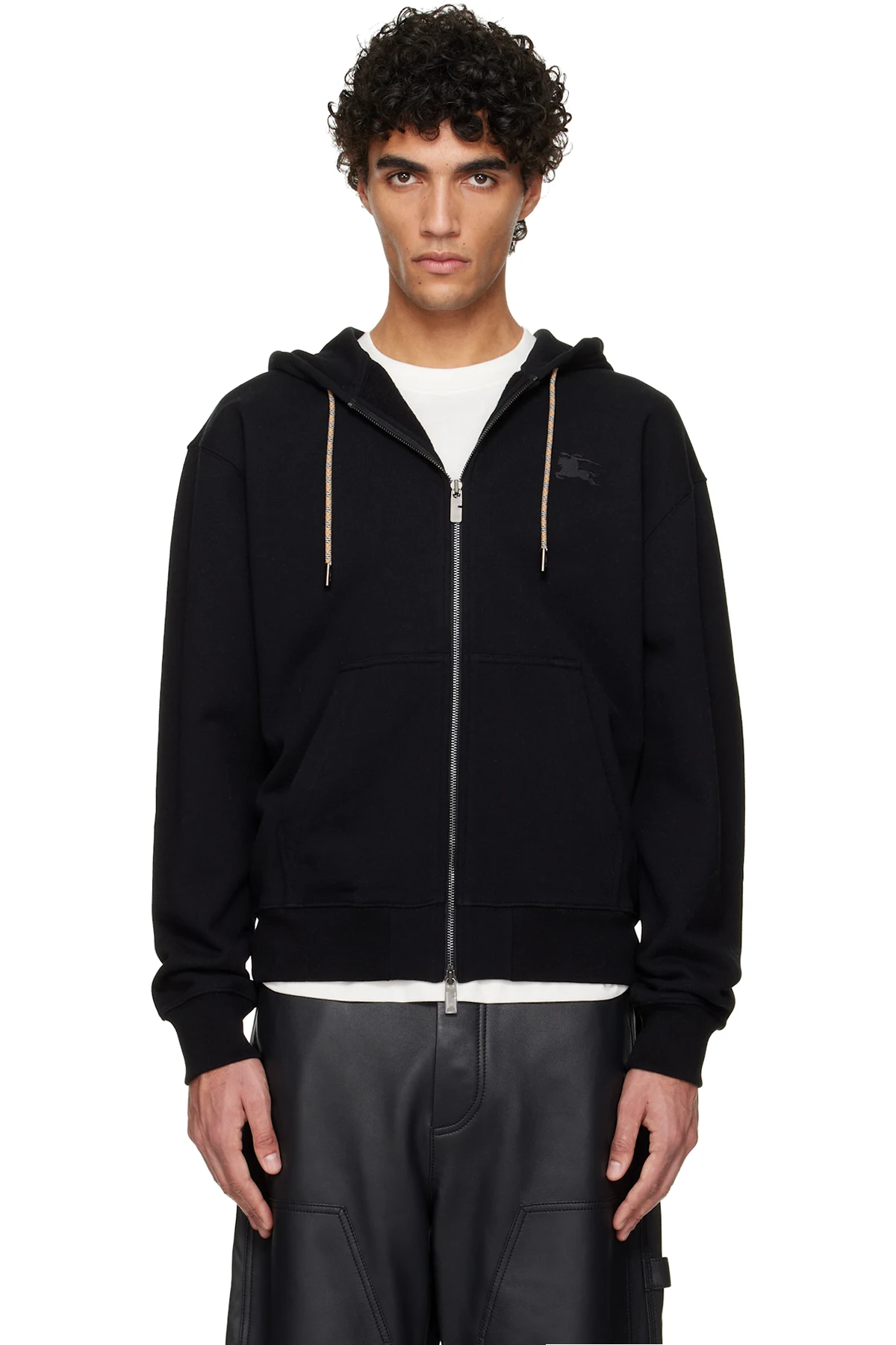 Black Rory Check Patch Hoodie
