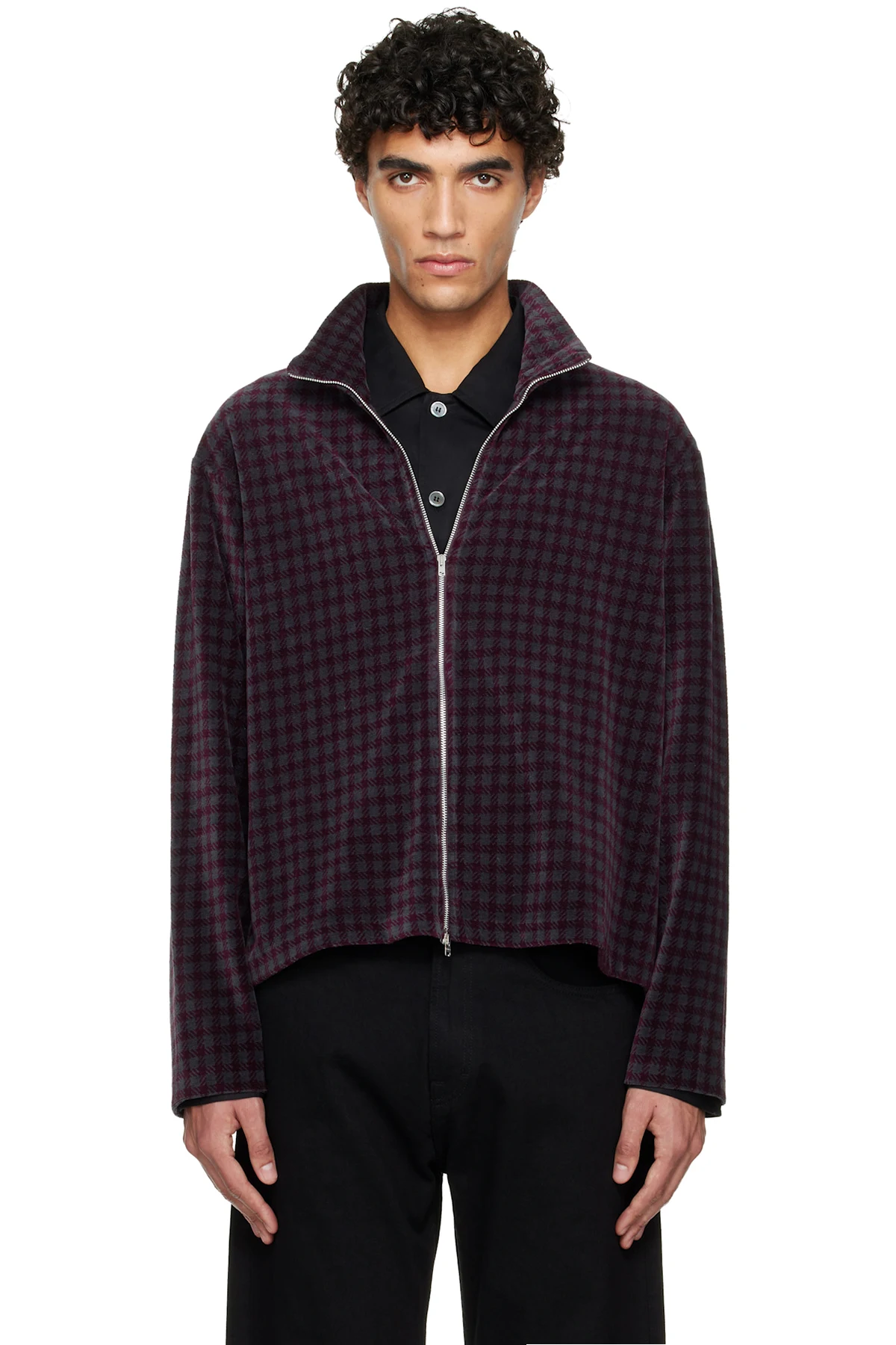 Gray & Red Shrunken Fullzip Track Jacket