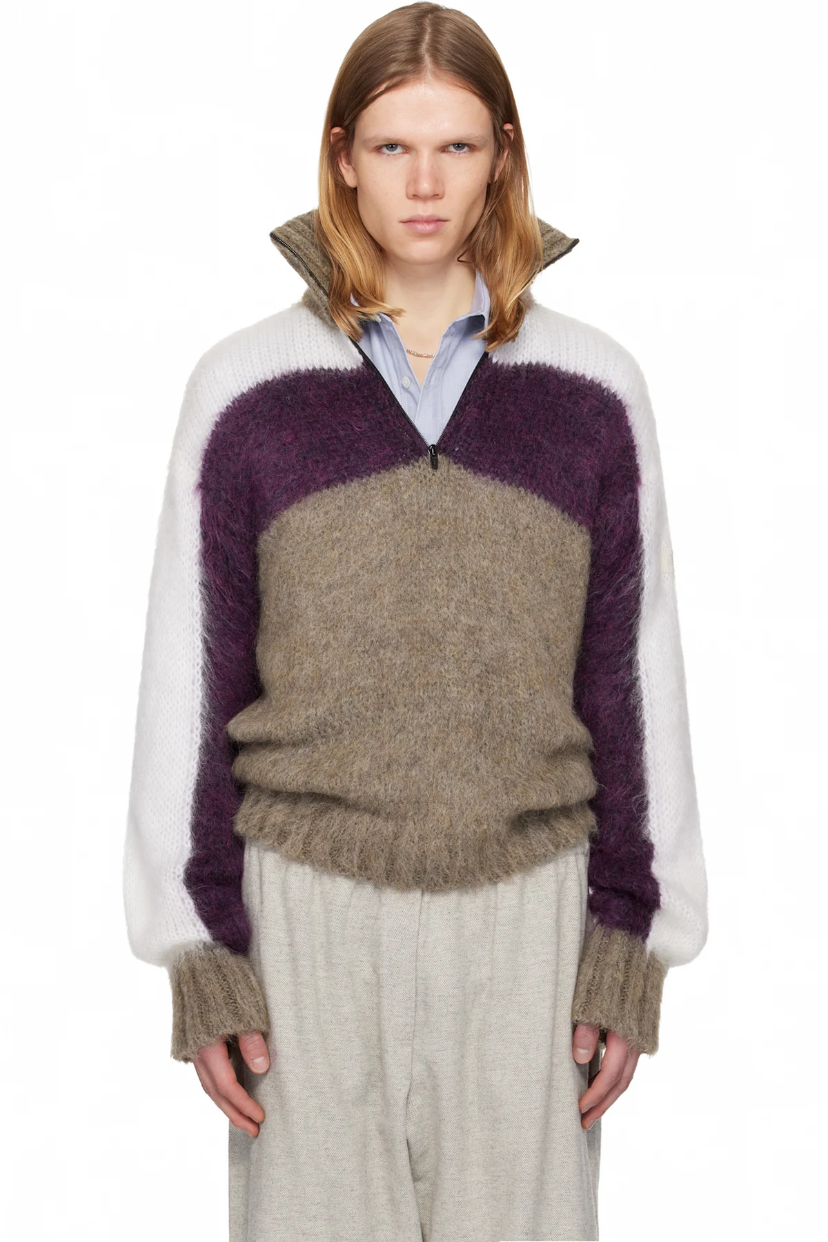 Gray & Purple Sestola Knit Sweater