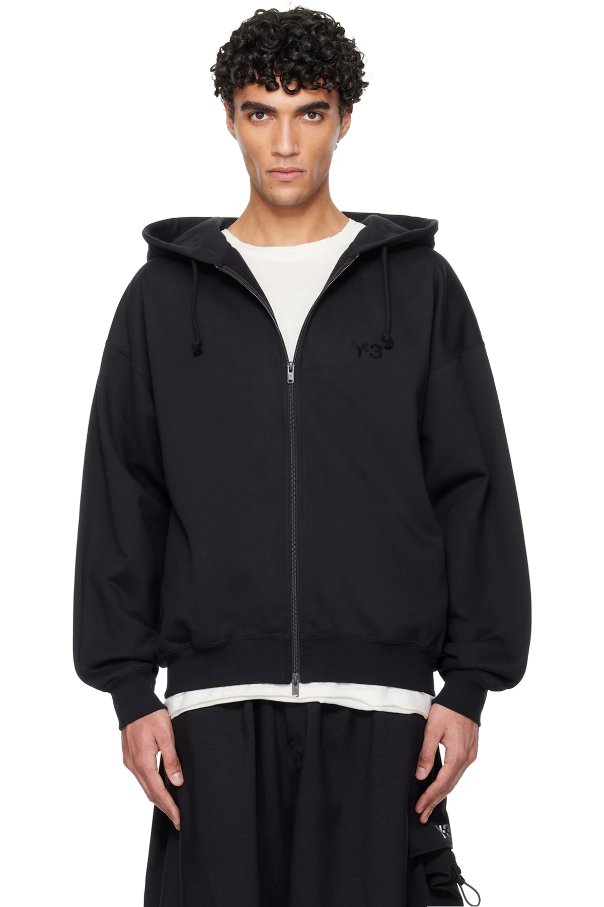 Black Brushed Terry Zip Hoodie