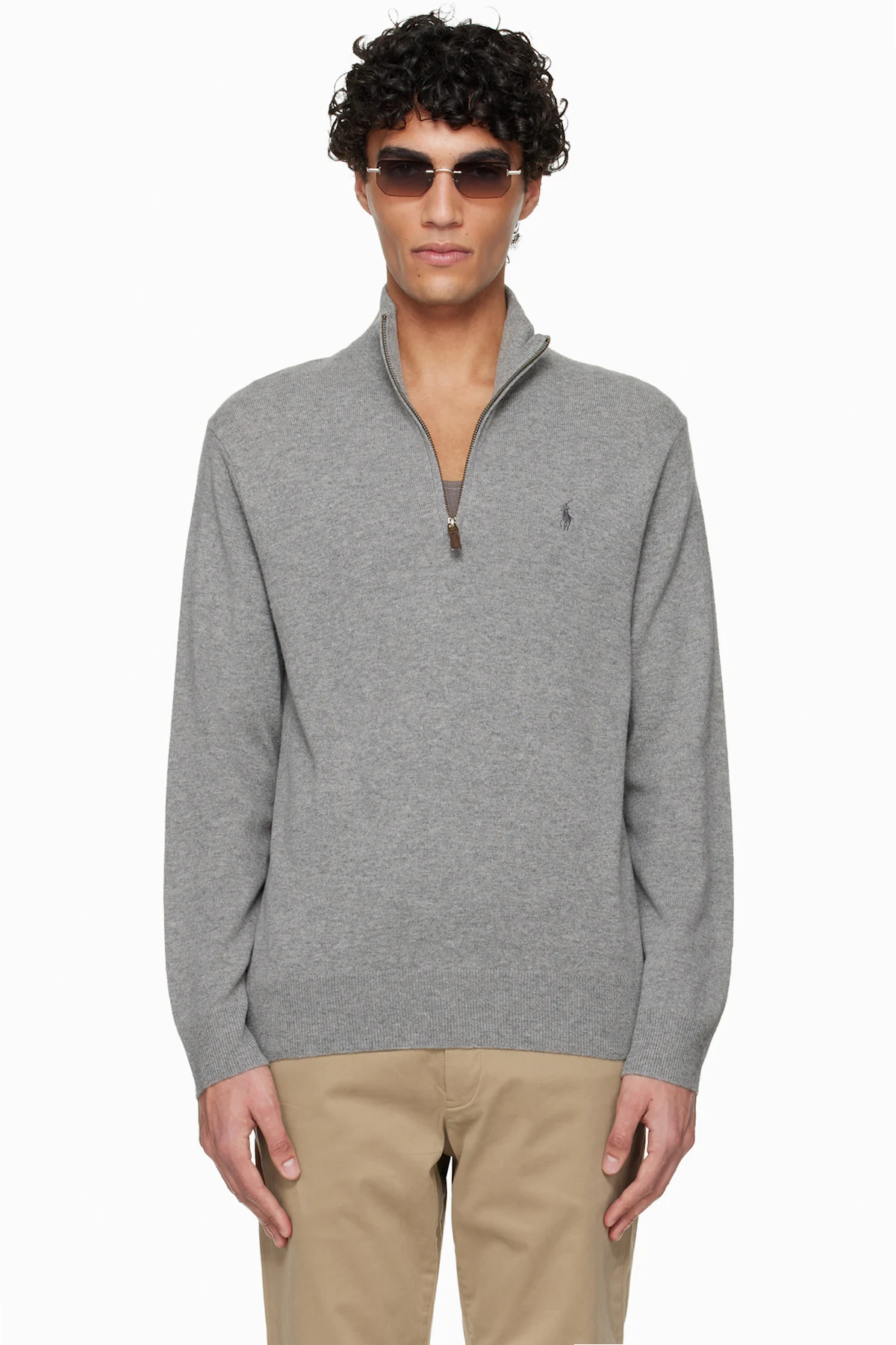 Gray Wool Quarter Zip Sweater