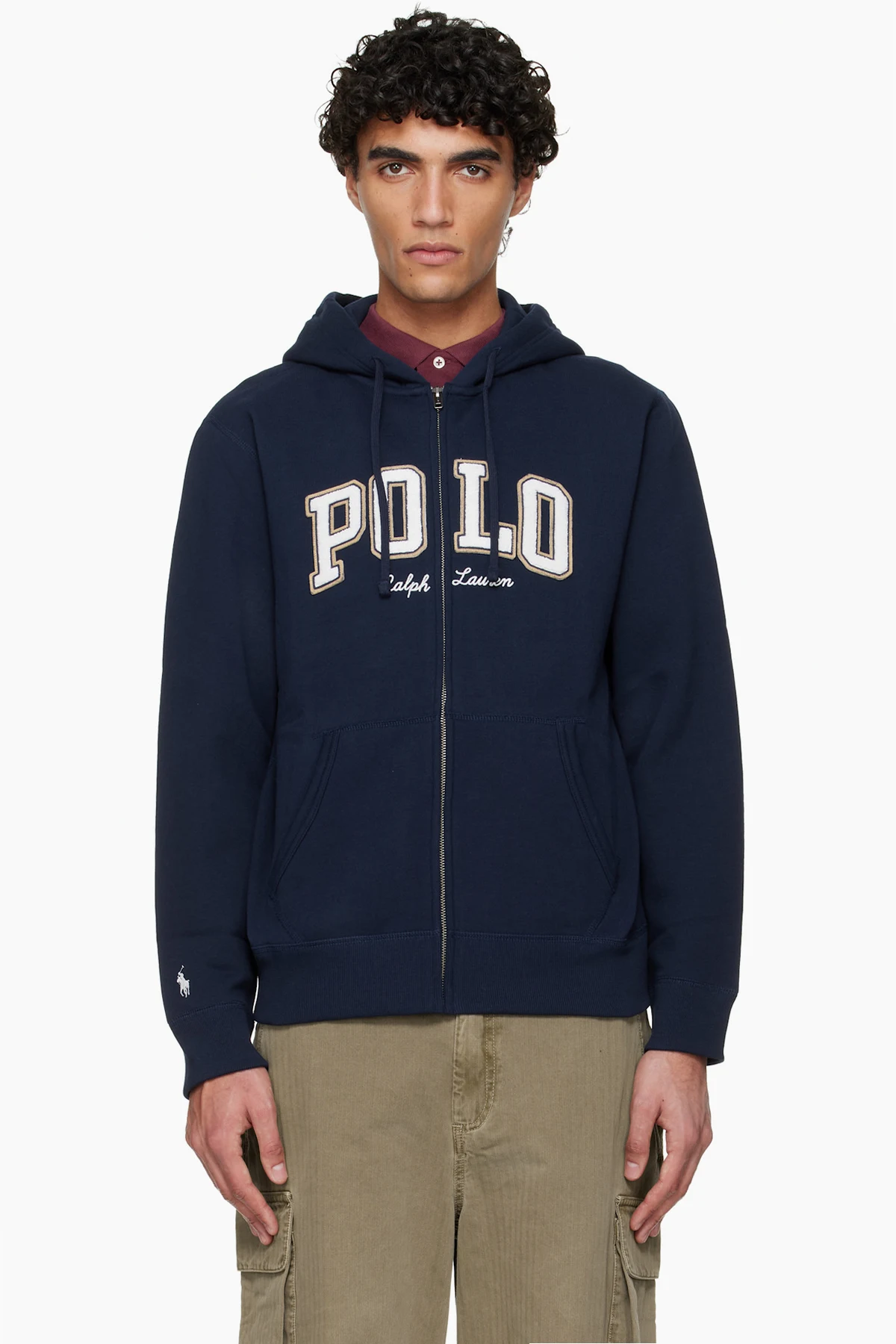 Navy Logo Fleece Full-Zip Hoodie