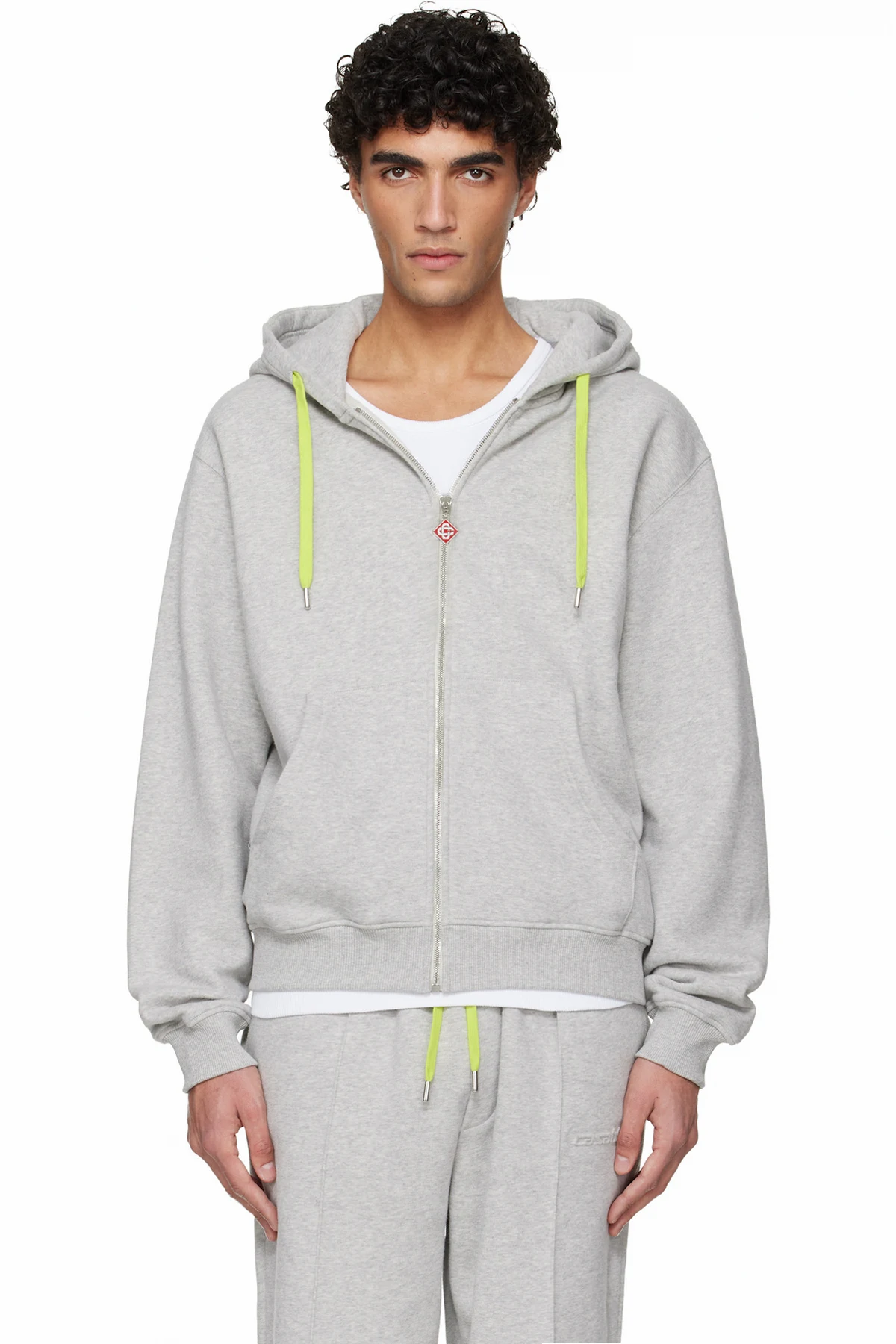 Gray Cashmere Blend Zip‑Up Hoodie
