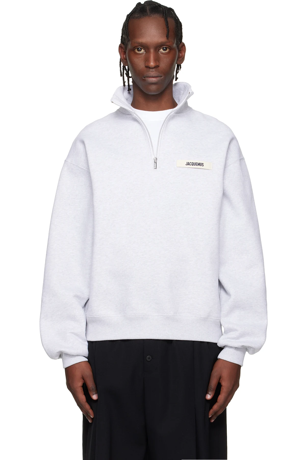 Gray 'The Gros Grain zipped-rollneck' Sweatshirt