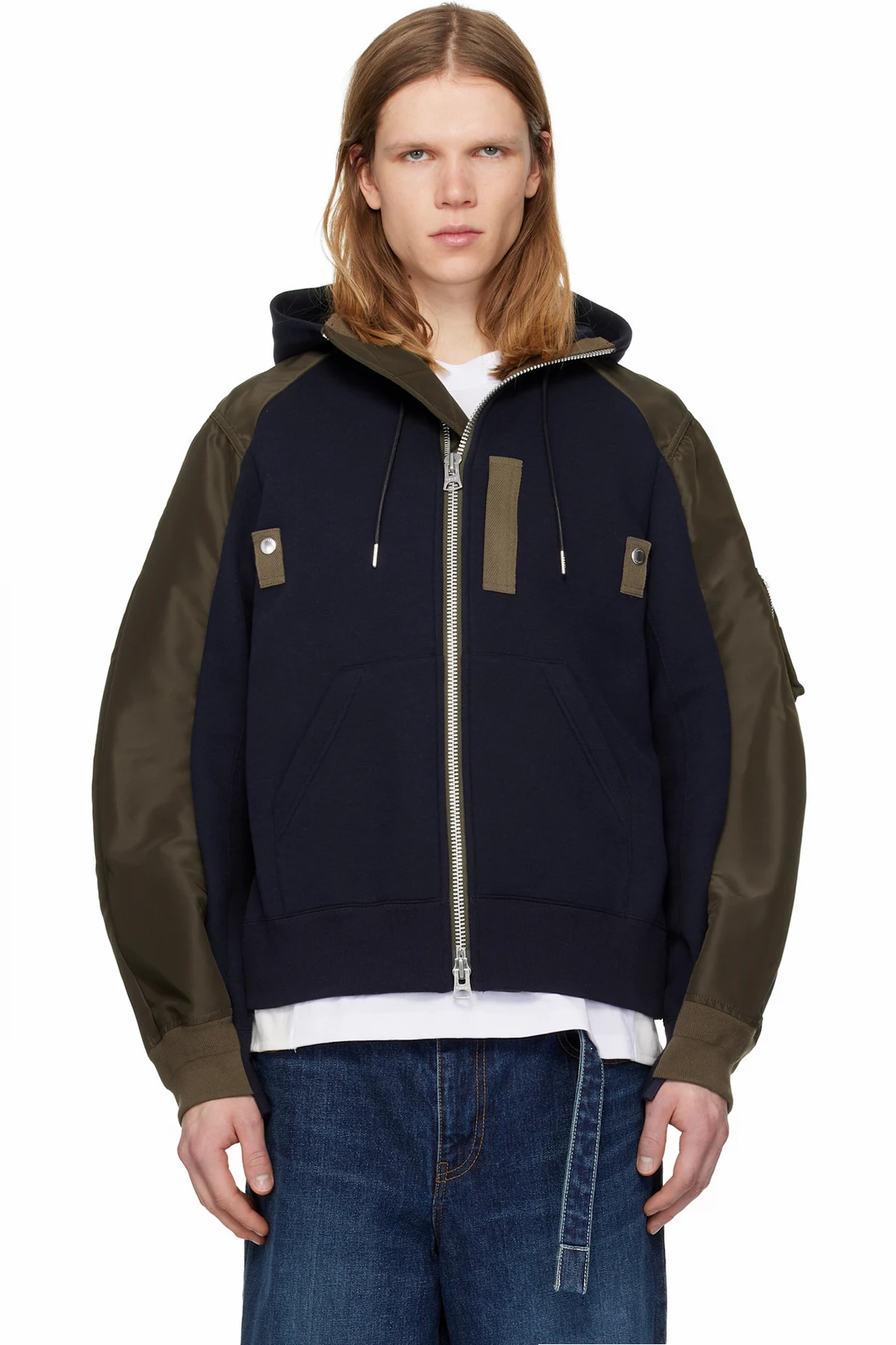 Navy & Khaki Sponge Sweat Hoodie