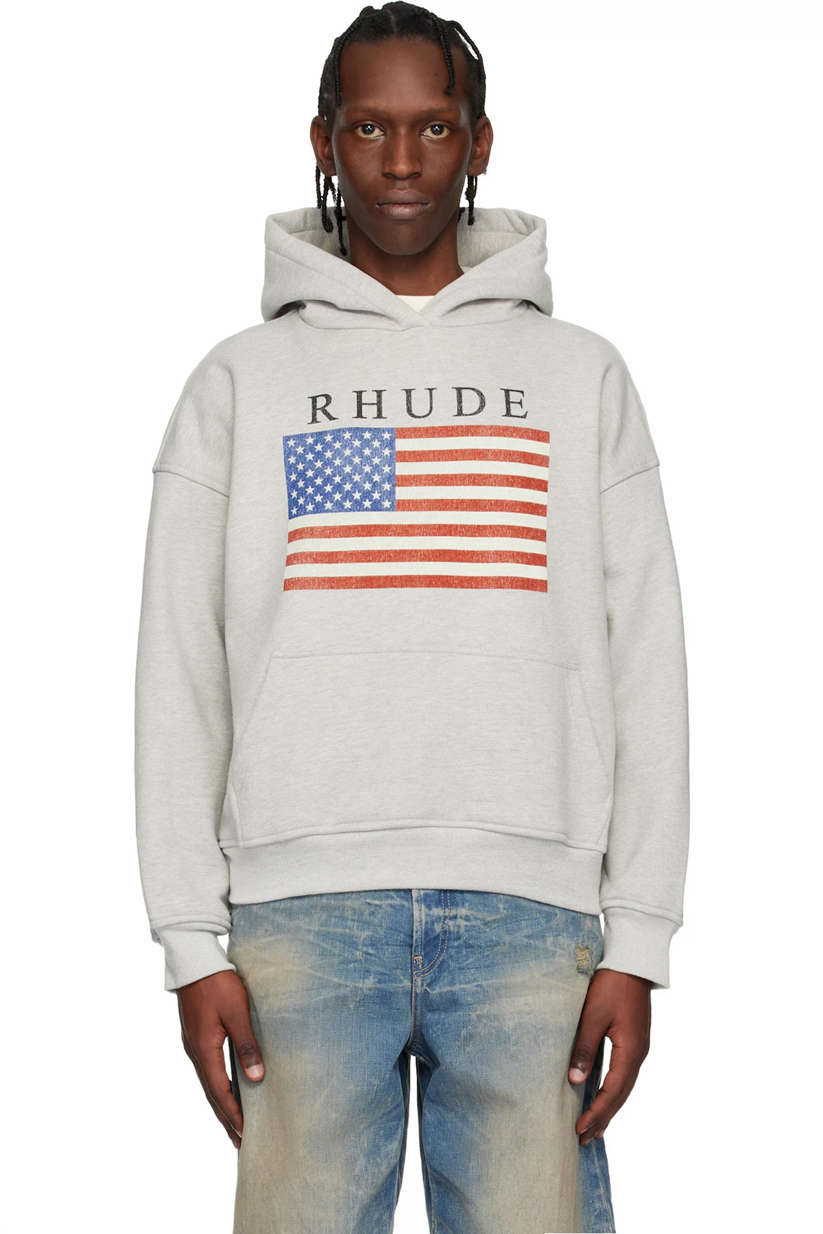 Gray USA Flag Hoodie