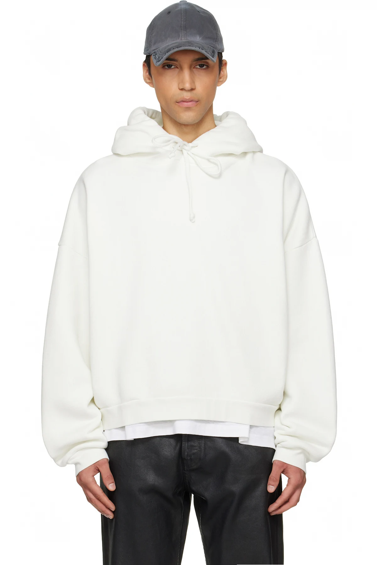 White Logo Fleece Hoodie