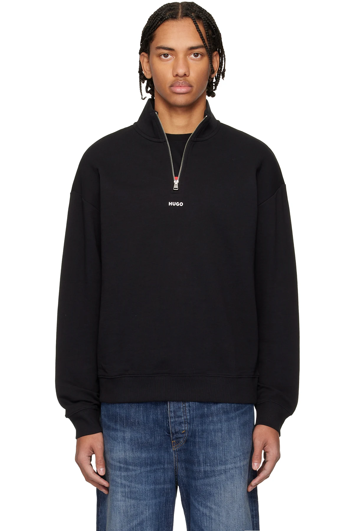 Black Cotton Terry Logo-Print Sweatshirt