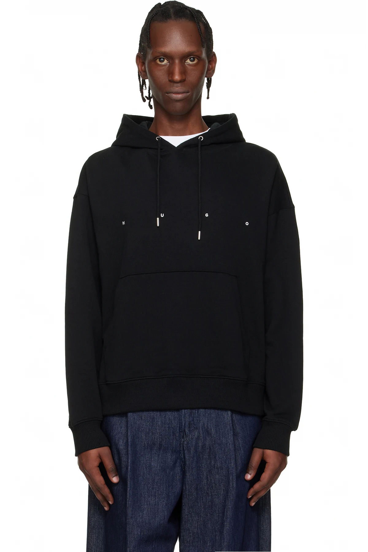 Black Oversized-Fit Graphic Print Hoodie