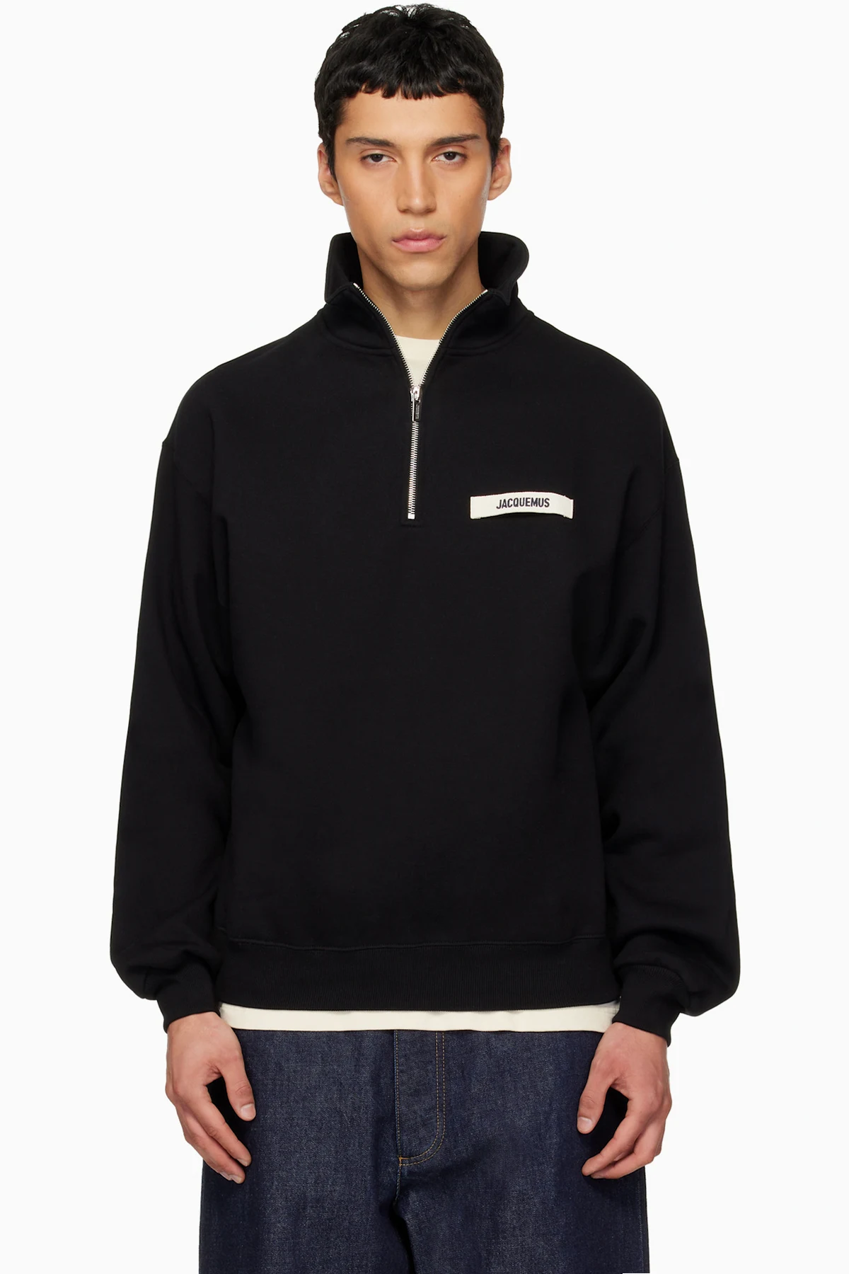 Black La Croisière 'The Gros Grain zipped-rollneck' Sweatshirt