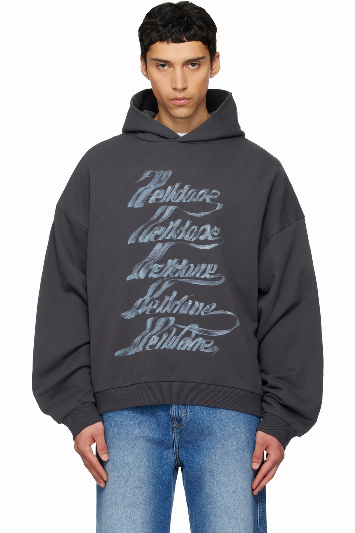 Gray 'WE11DONE' Multi-Logo Hoodie