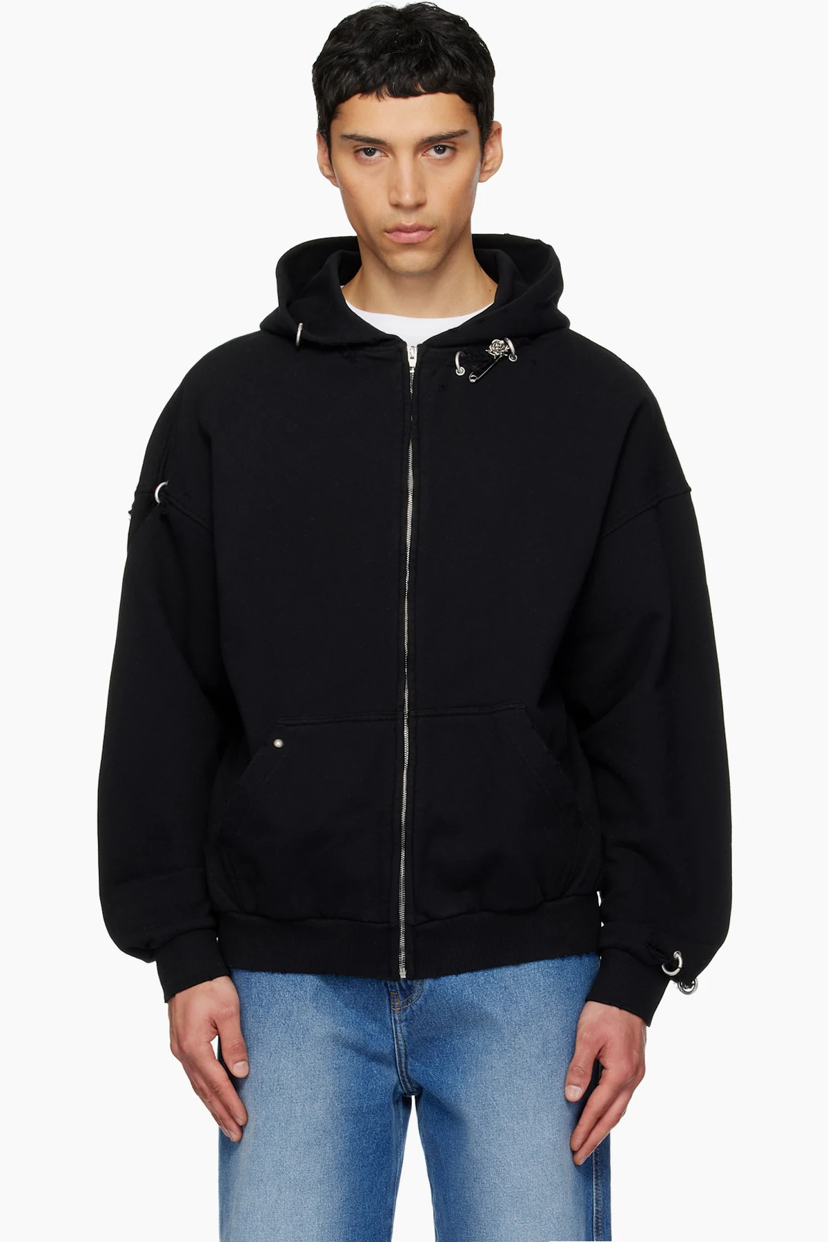Black Rose & Piercing Zip-Up Hoodie