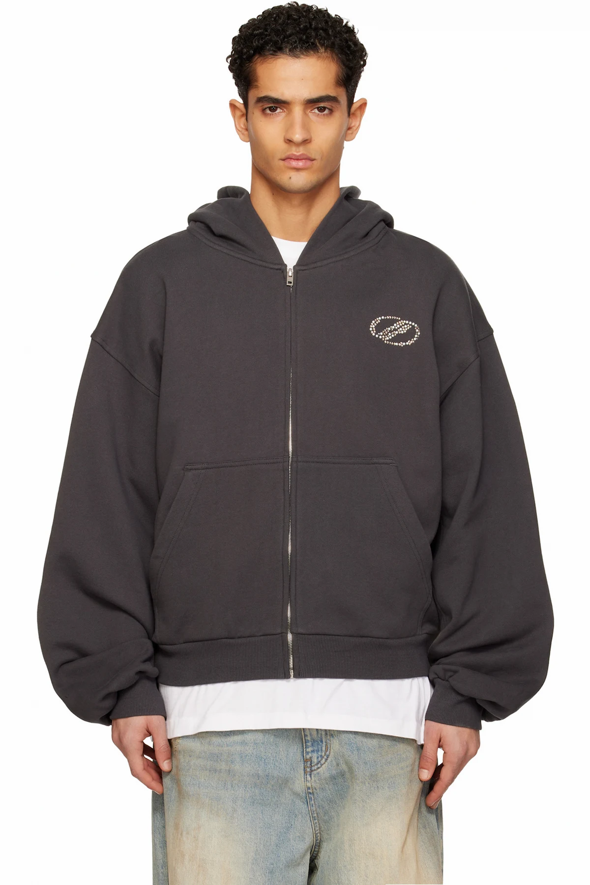 Gray Se11done Zip-Up Hoodie