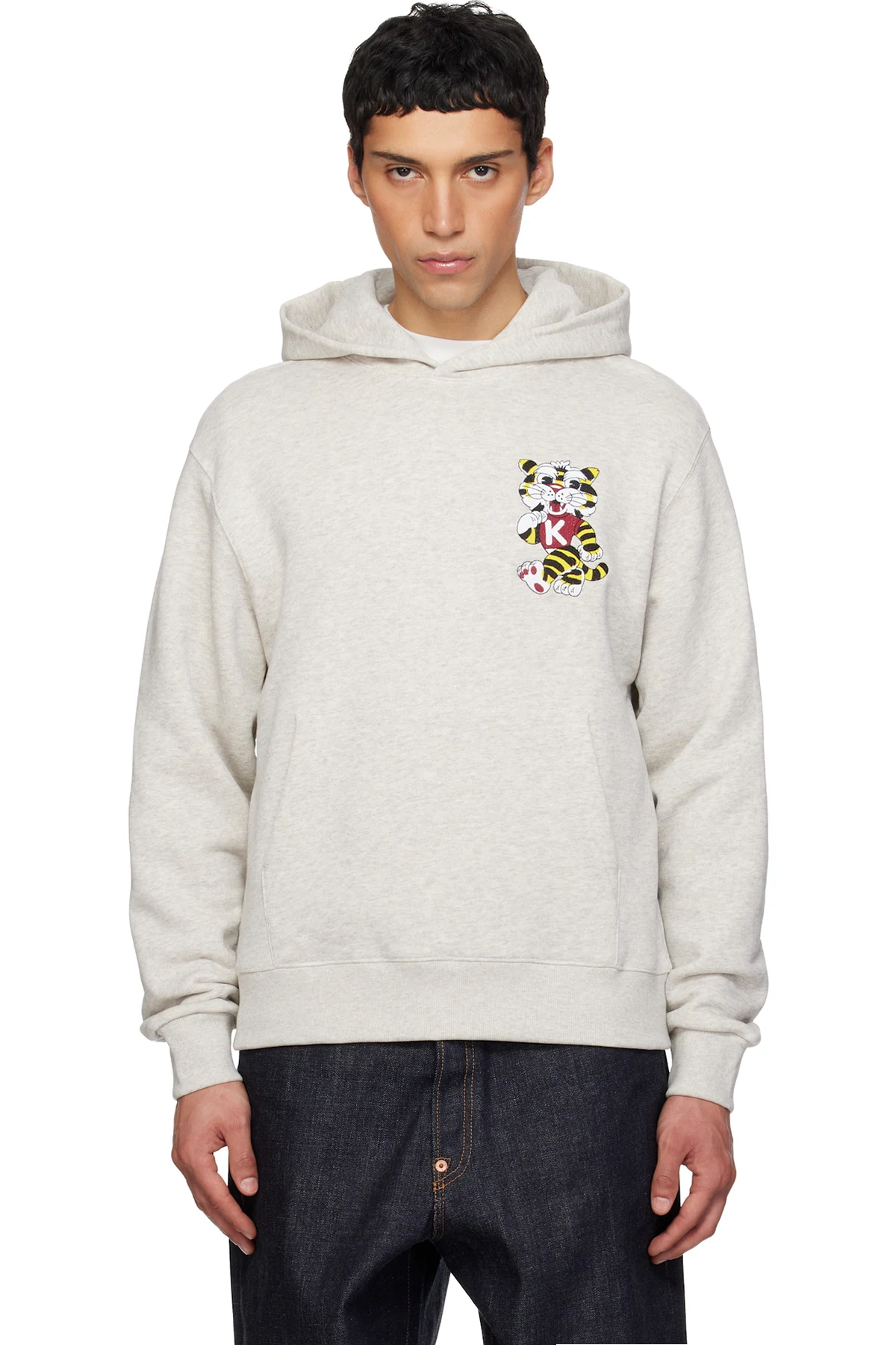 Gray Kenzo Paris 'KENZO Wild Tiger' Embroidered Hoodie