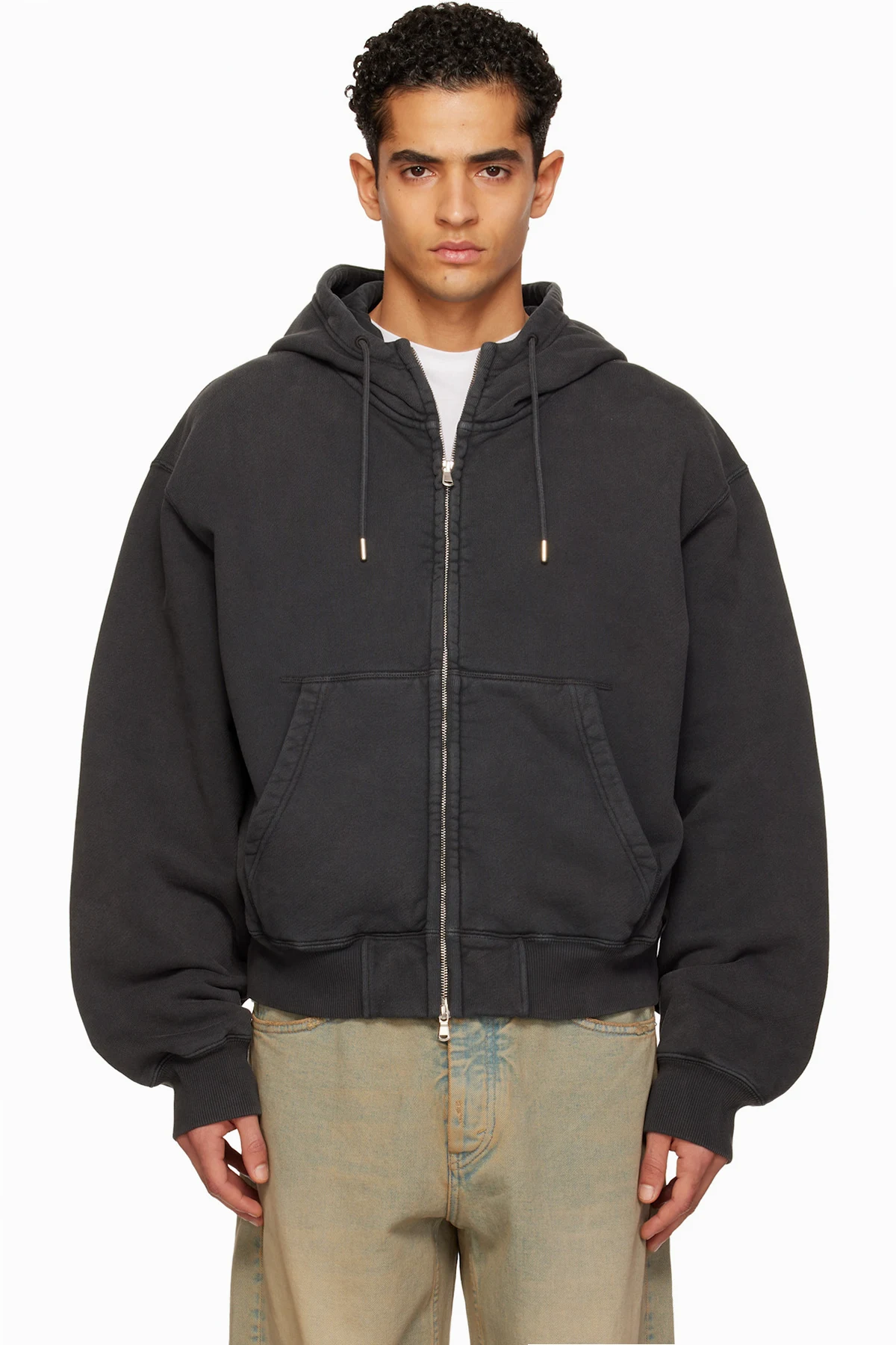 Black Oversized Zip-Up Hoodie