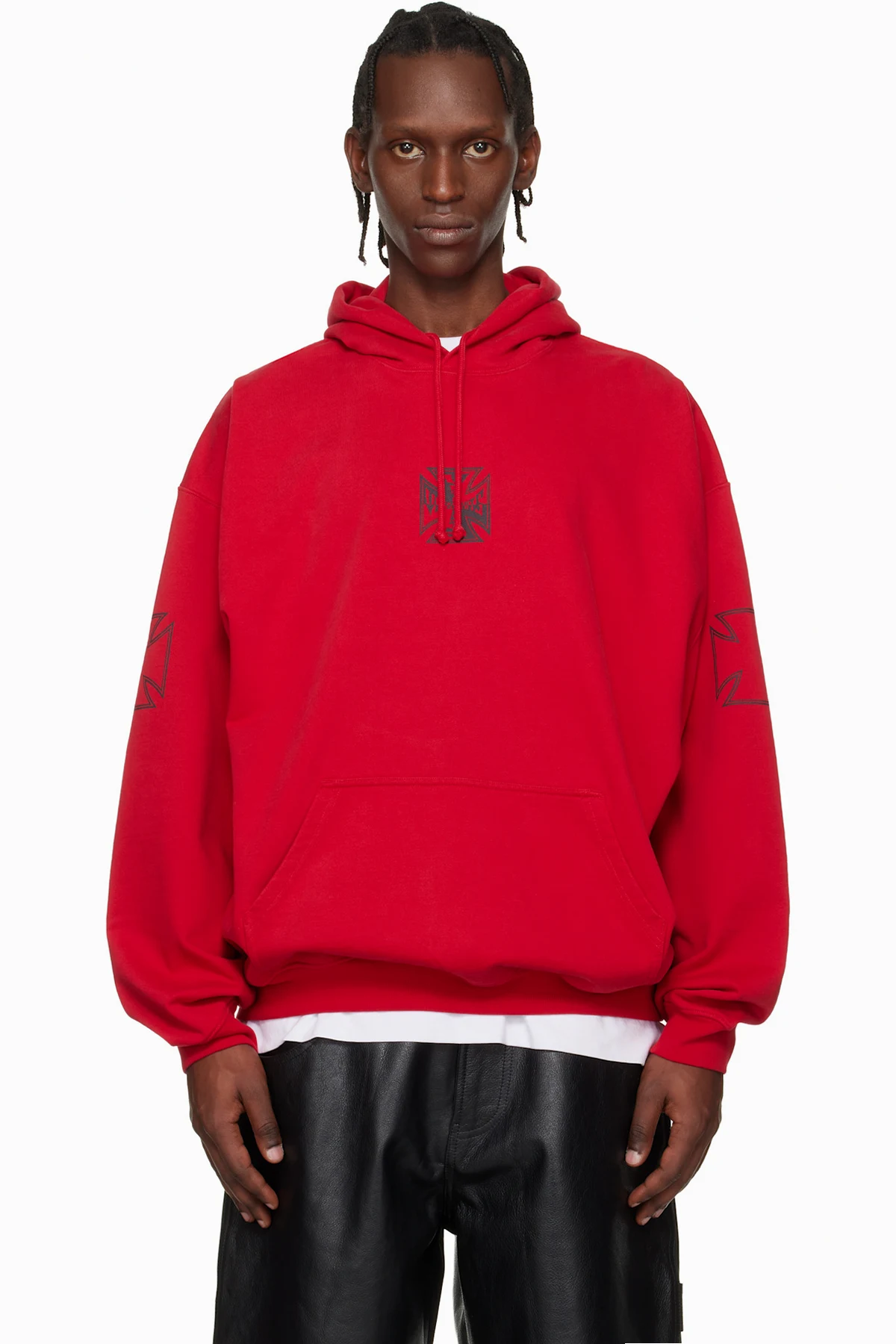 Red Tripple Biker Cross Logo Hoodie