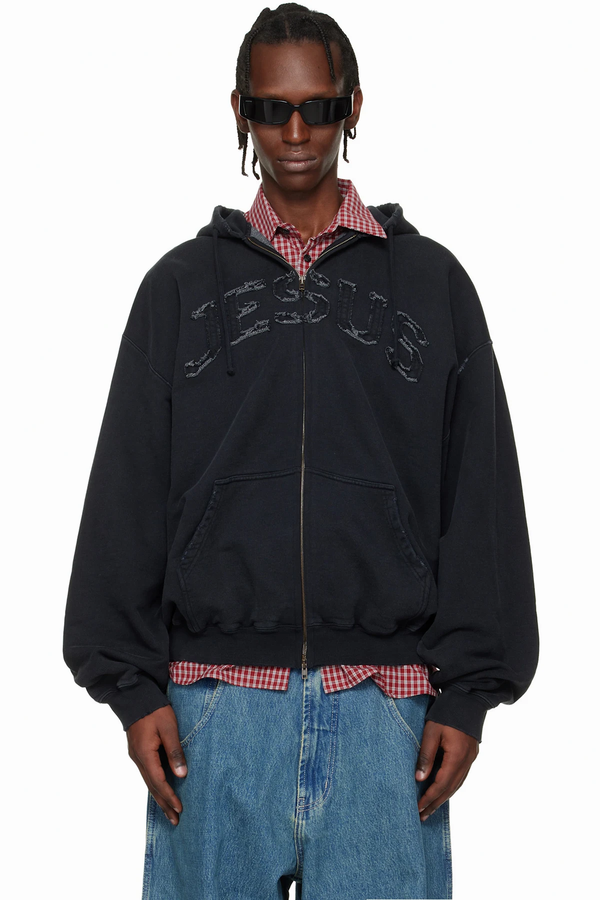 Black 'Jesus Christ' Zip-Up Hoodie