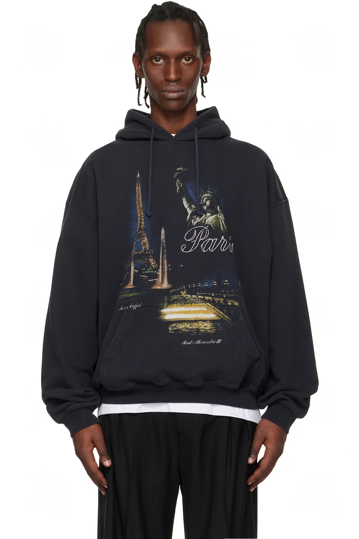 Black 'Paris' Tourist Hoodie