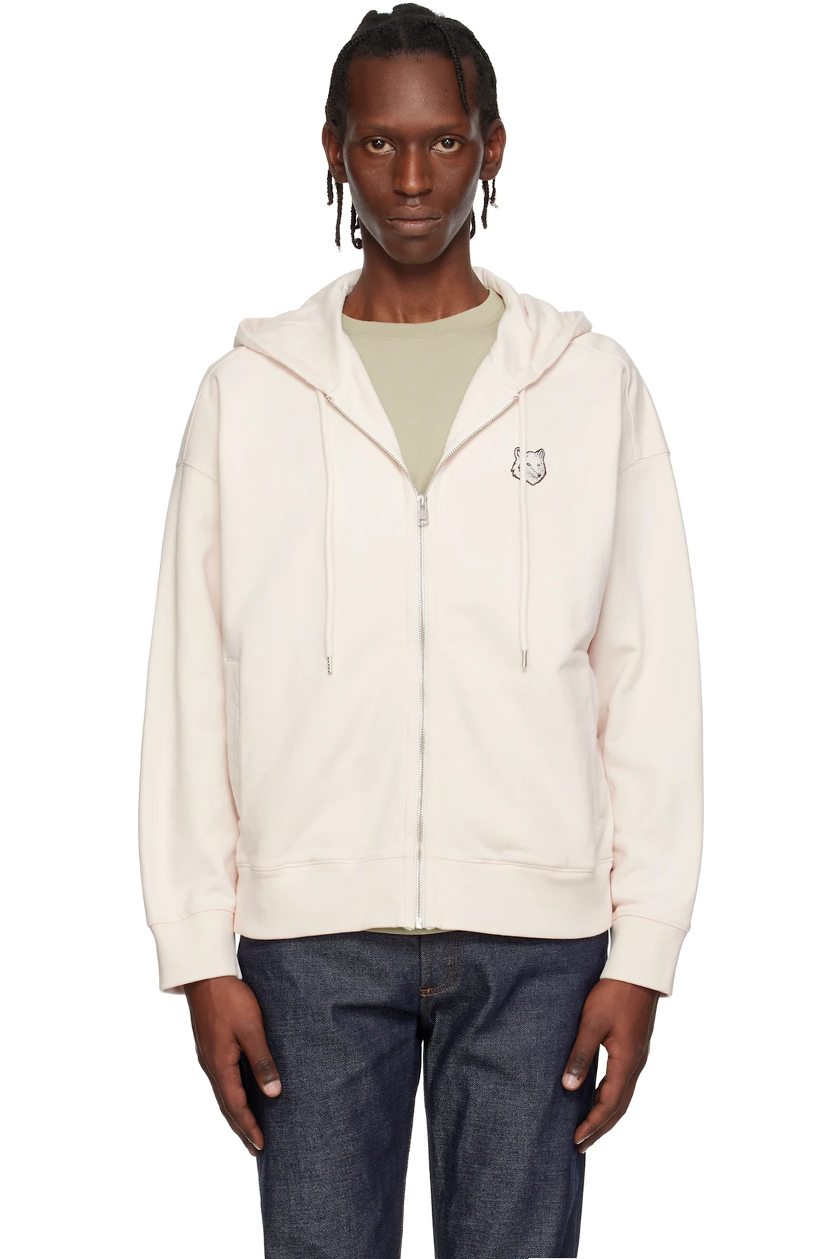 Pink Fox Head Zipped Oversize Hoodie