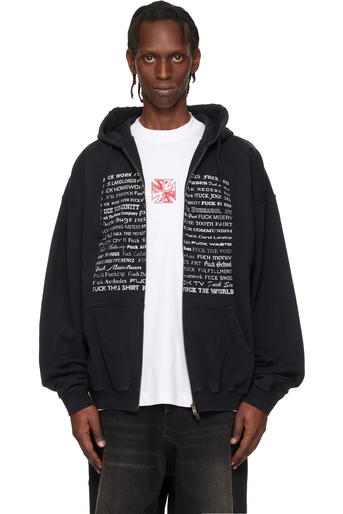 Black 'Fuck Everything' Zip-Up Hoodie