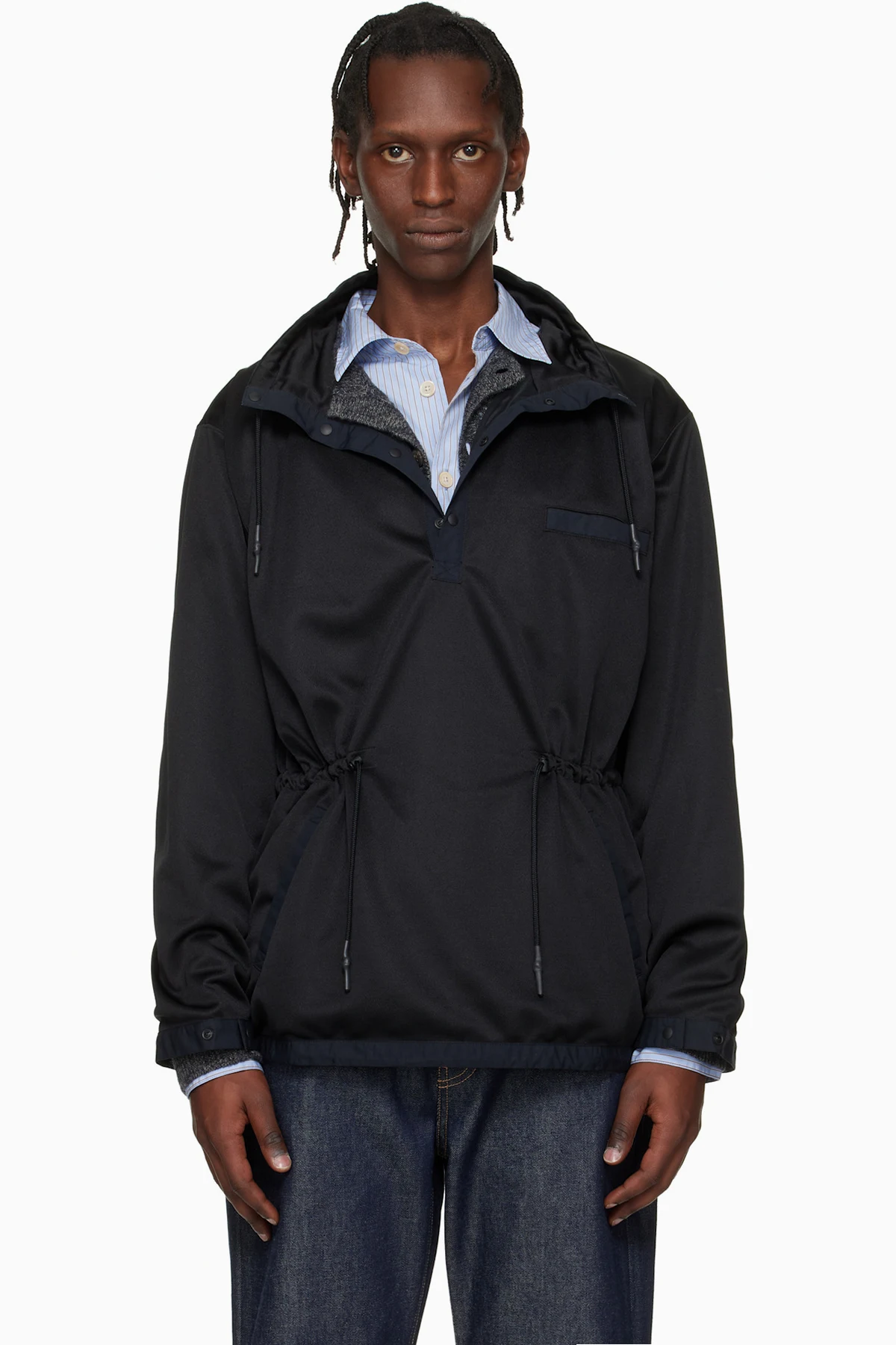 Black Jersey Pullover Jacket