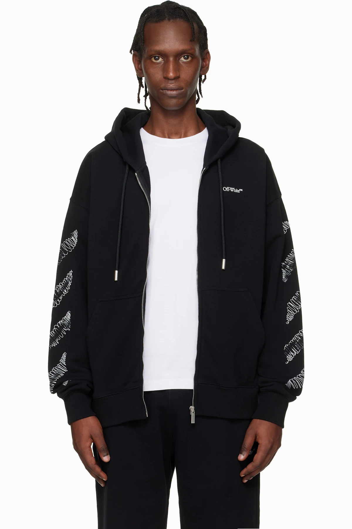 Black Scribble Diagonal Skate Zip Hoodie