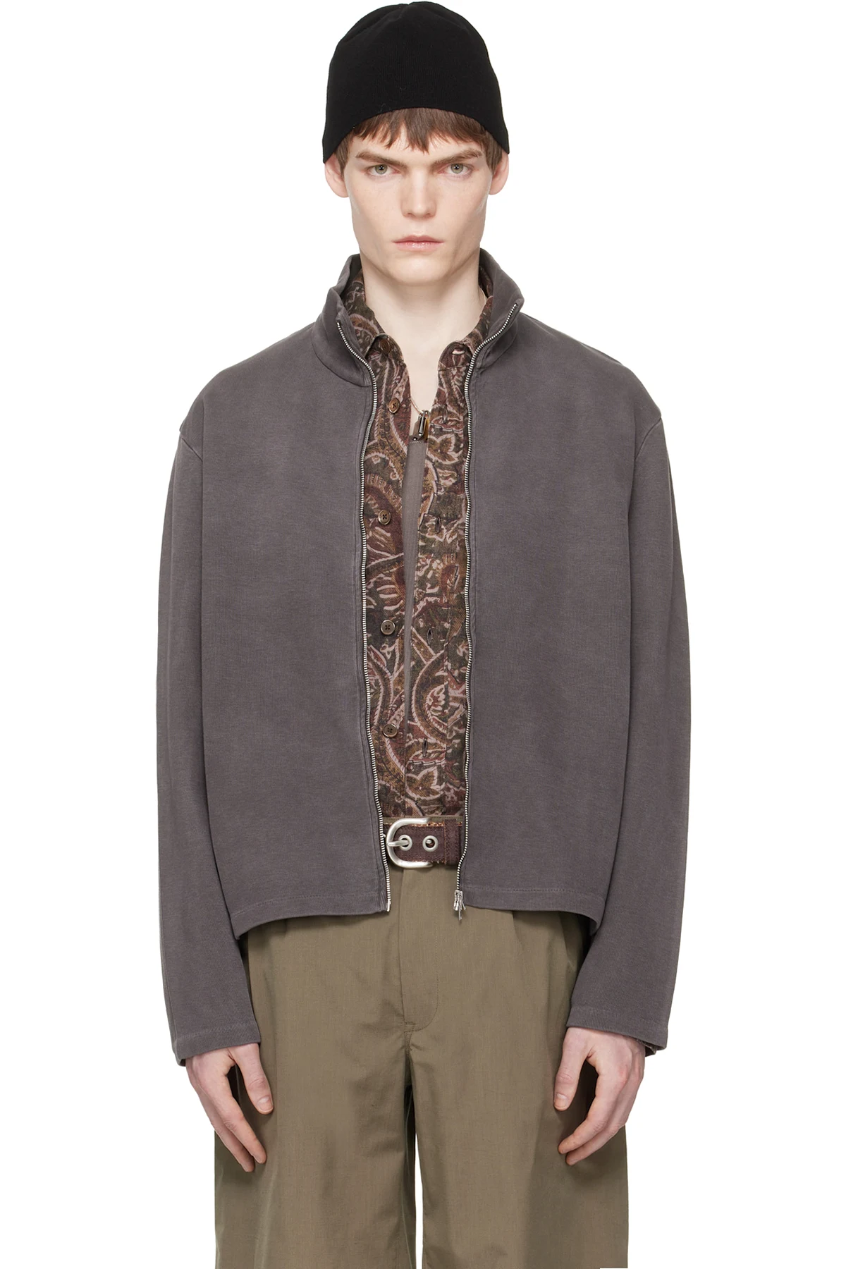 Taupe Shrunken Fullzip Track Jacket