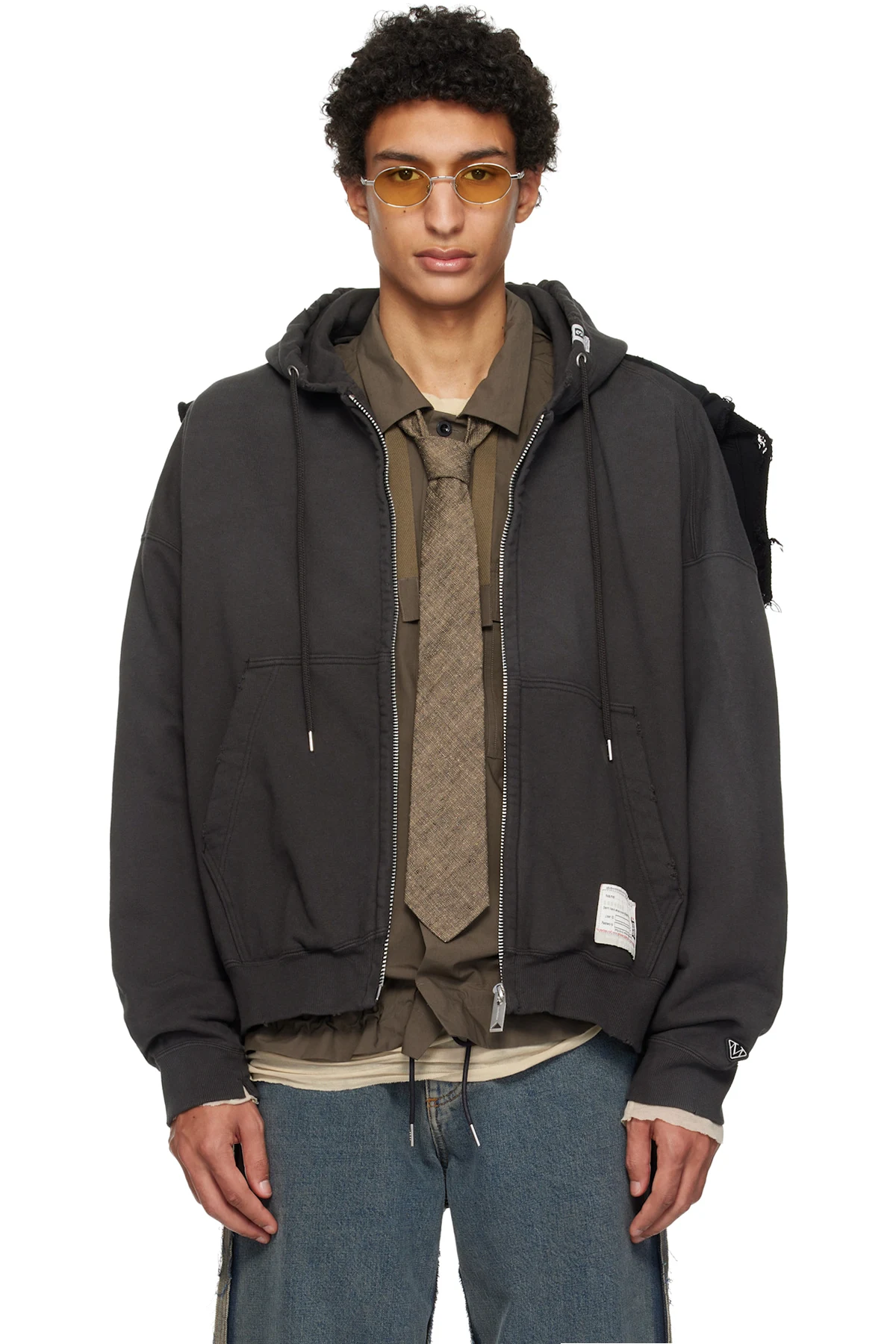 Black Pullover Combined Hoodie