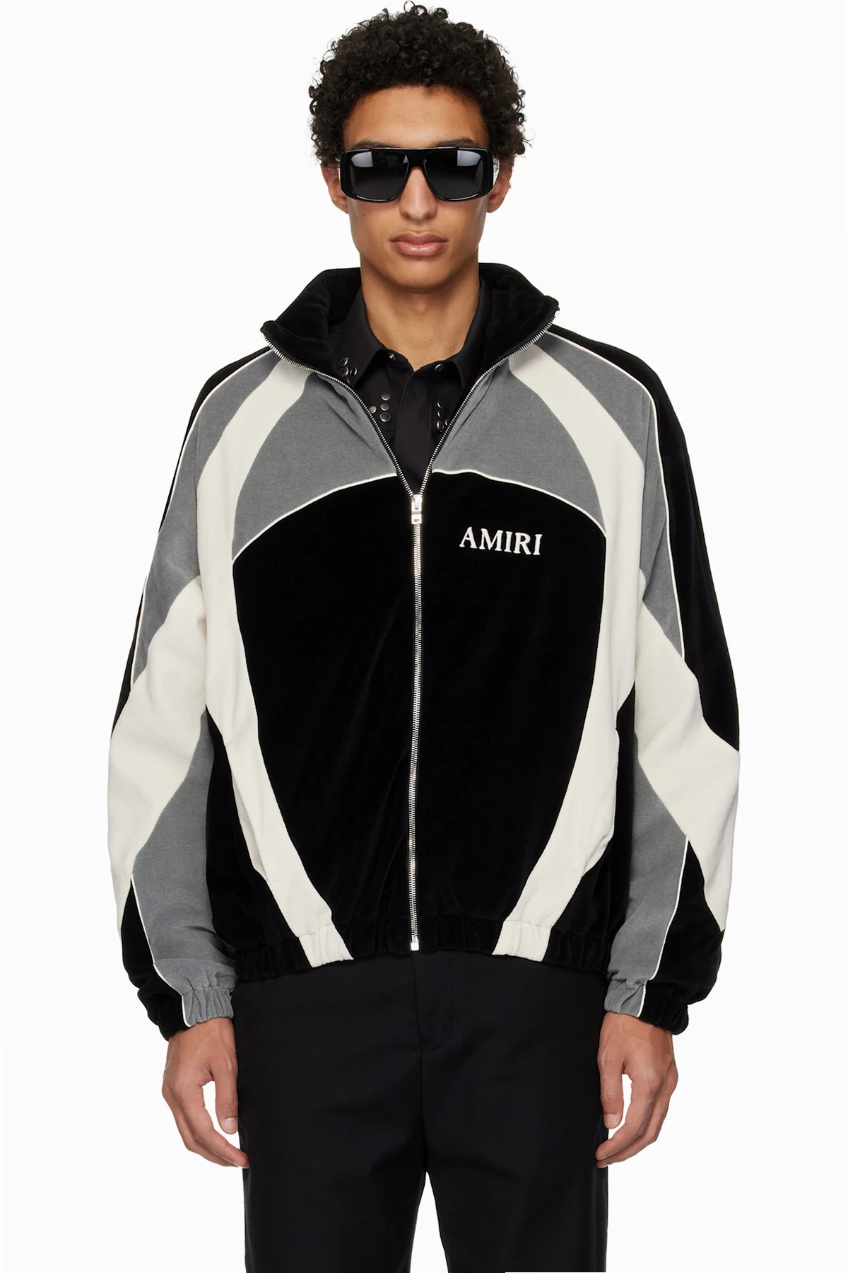 Black & Gray Oversized Panel Track Jacket