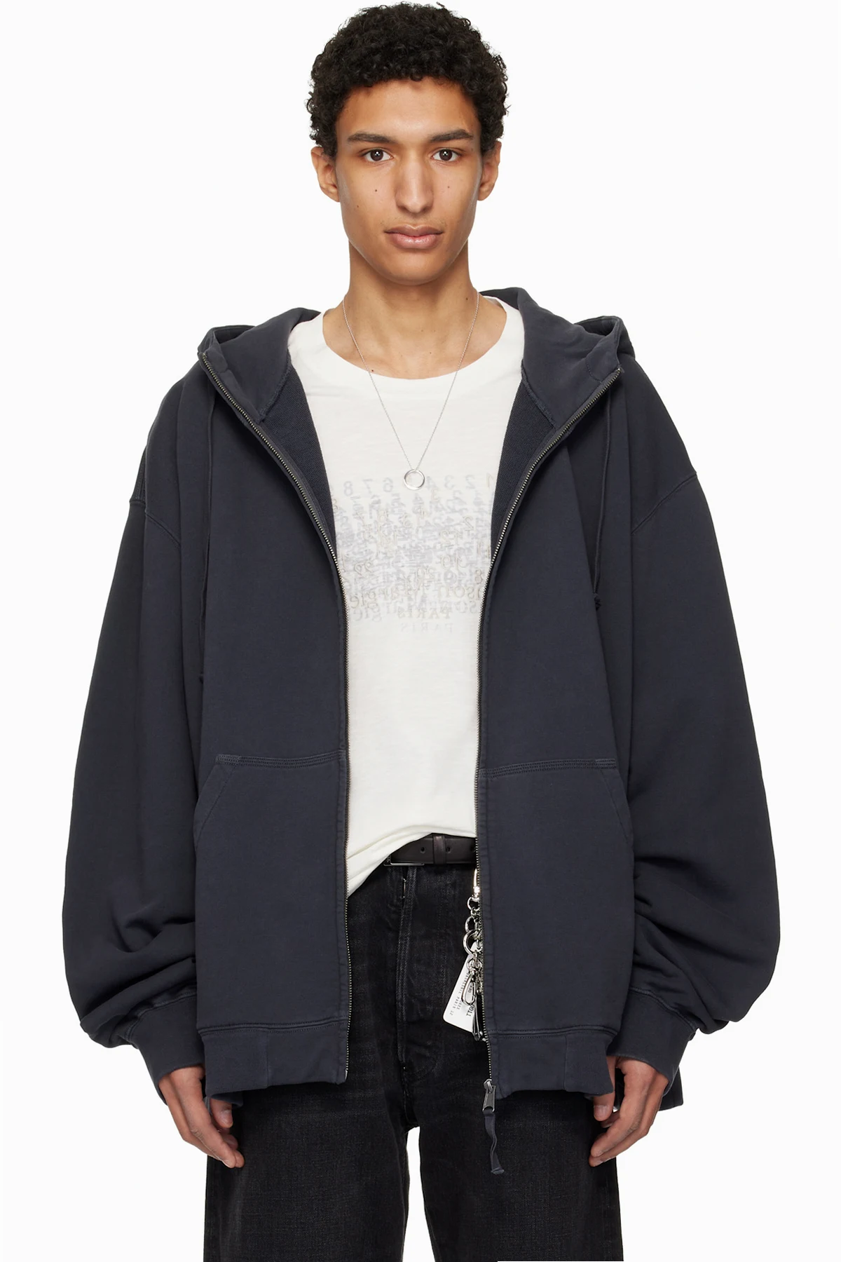 Gray Embroidered Hoodie