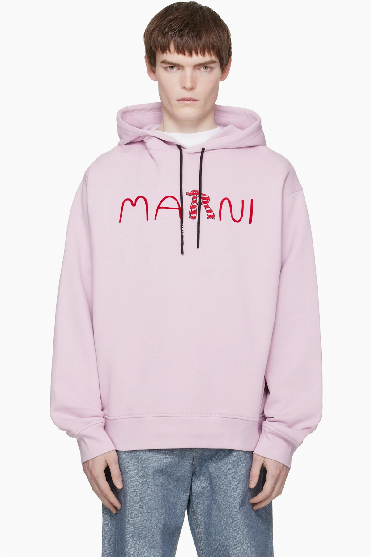 Pink Flocked Marni Animal Alphabet Logo Hoodie