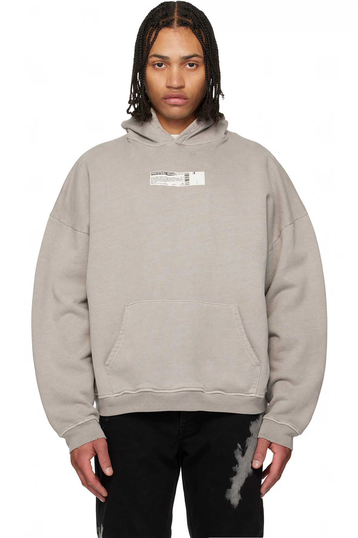 Gray 'Truth Serum' Shrunken Hoodie