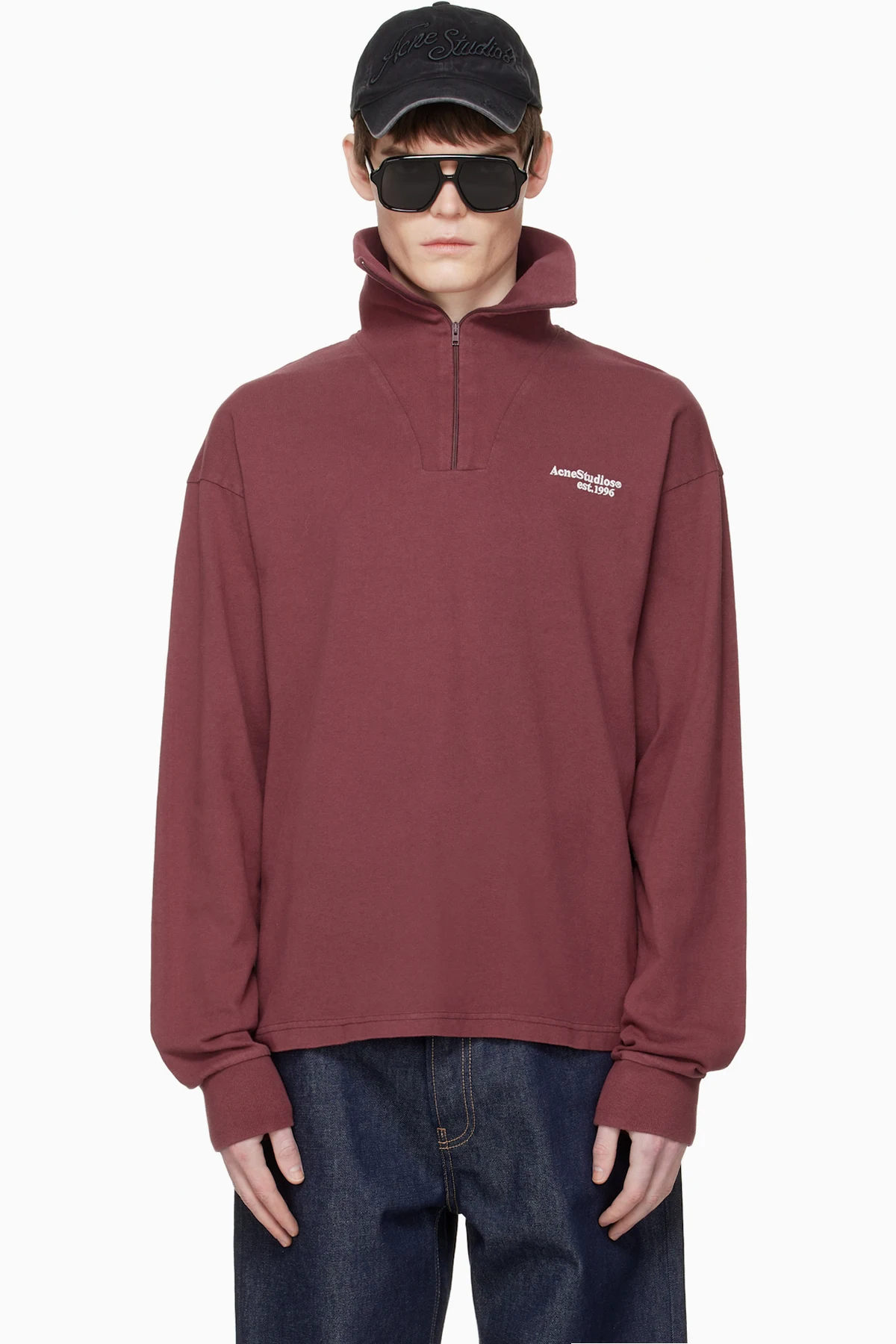 Red Zip-Up Logo Sweatshirt