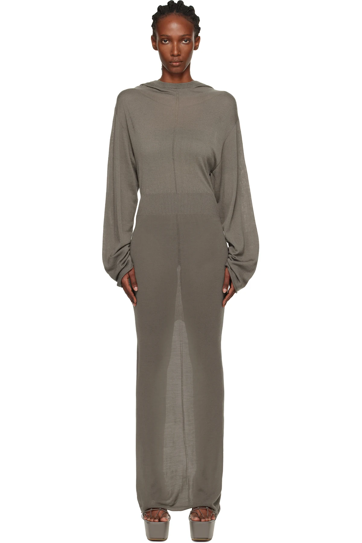 Gray Concordians Hooded Maxi Dress