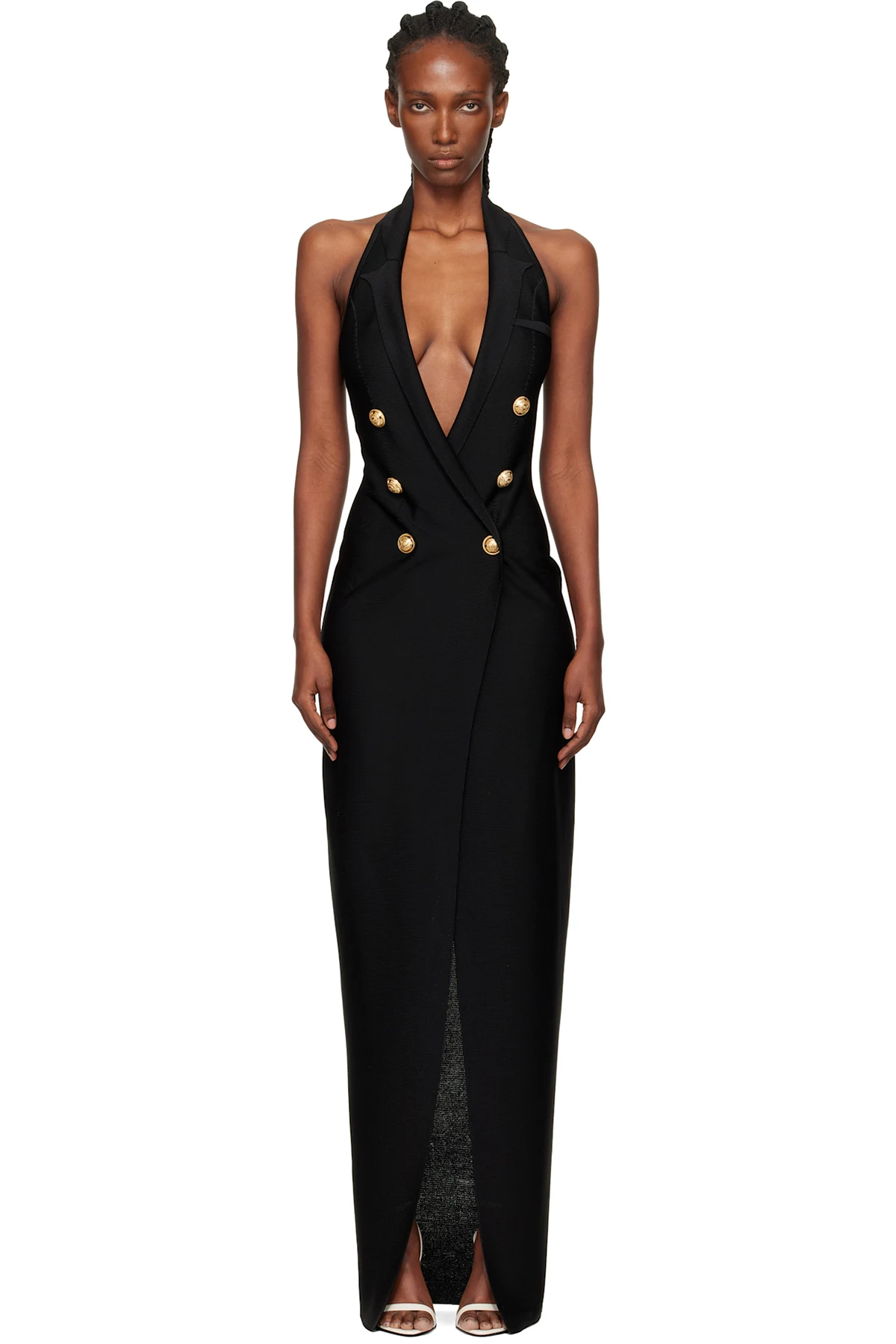 Black Halter Neck Knit Maxi Dress