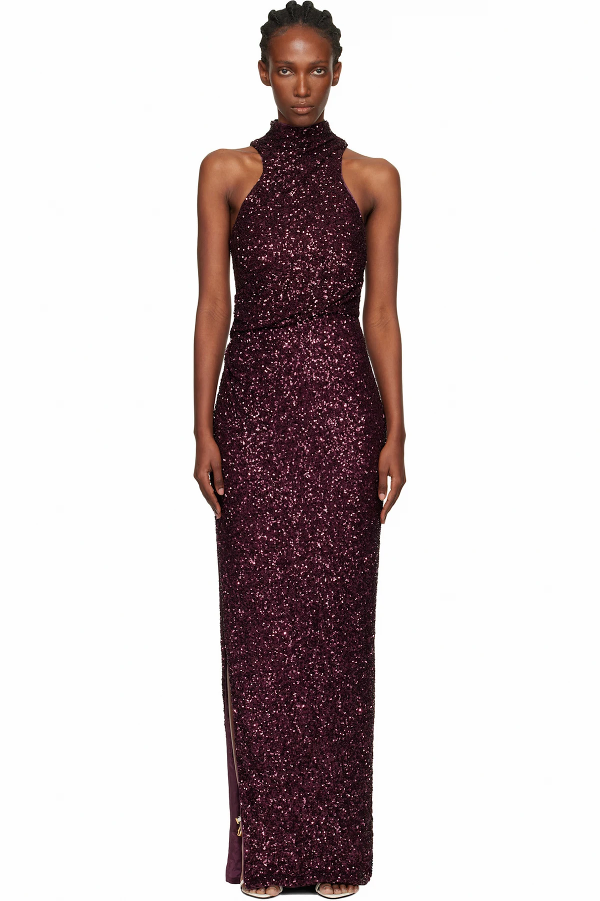 Purple Sleeveless Sequin Maxi Dress