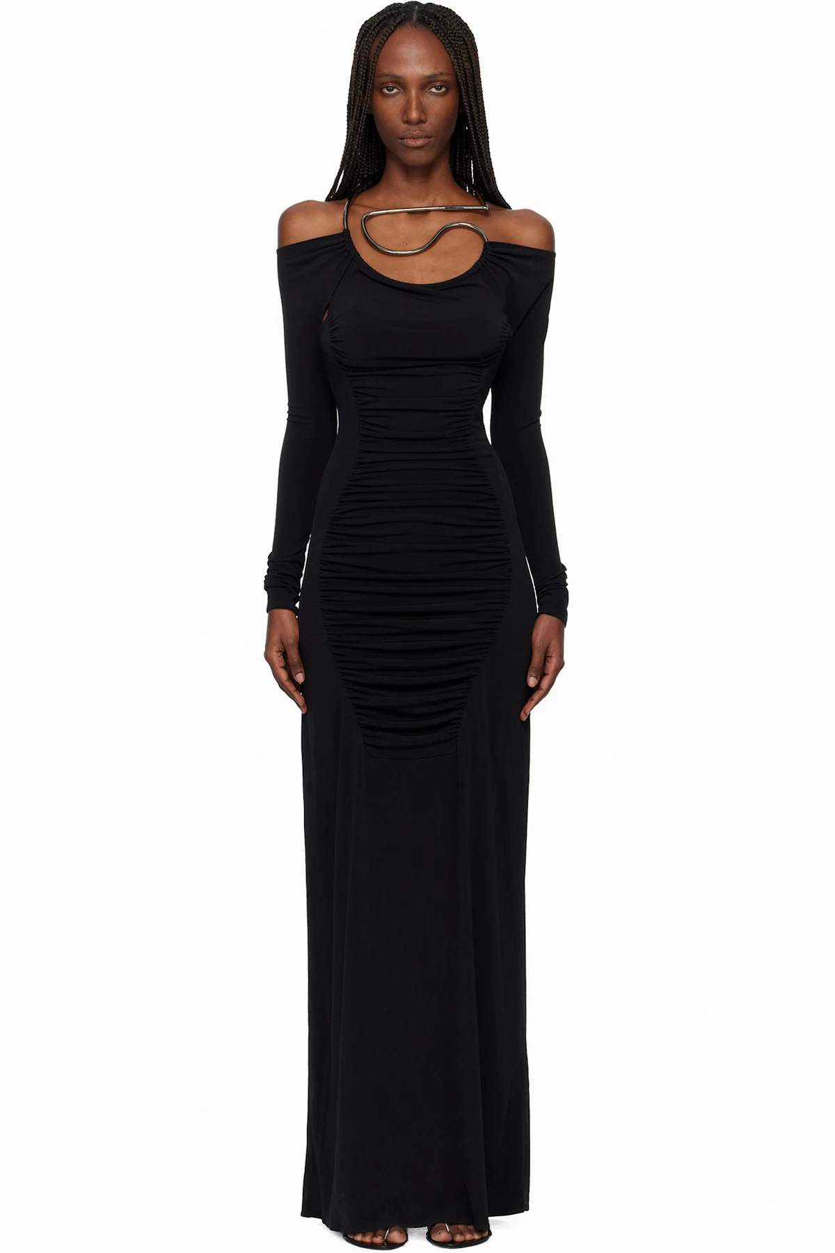 Black Cut-Out C-Logo Maxi Dress